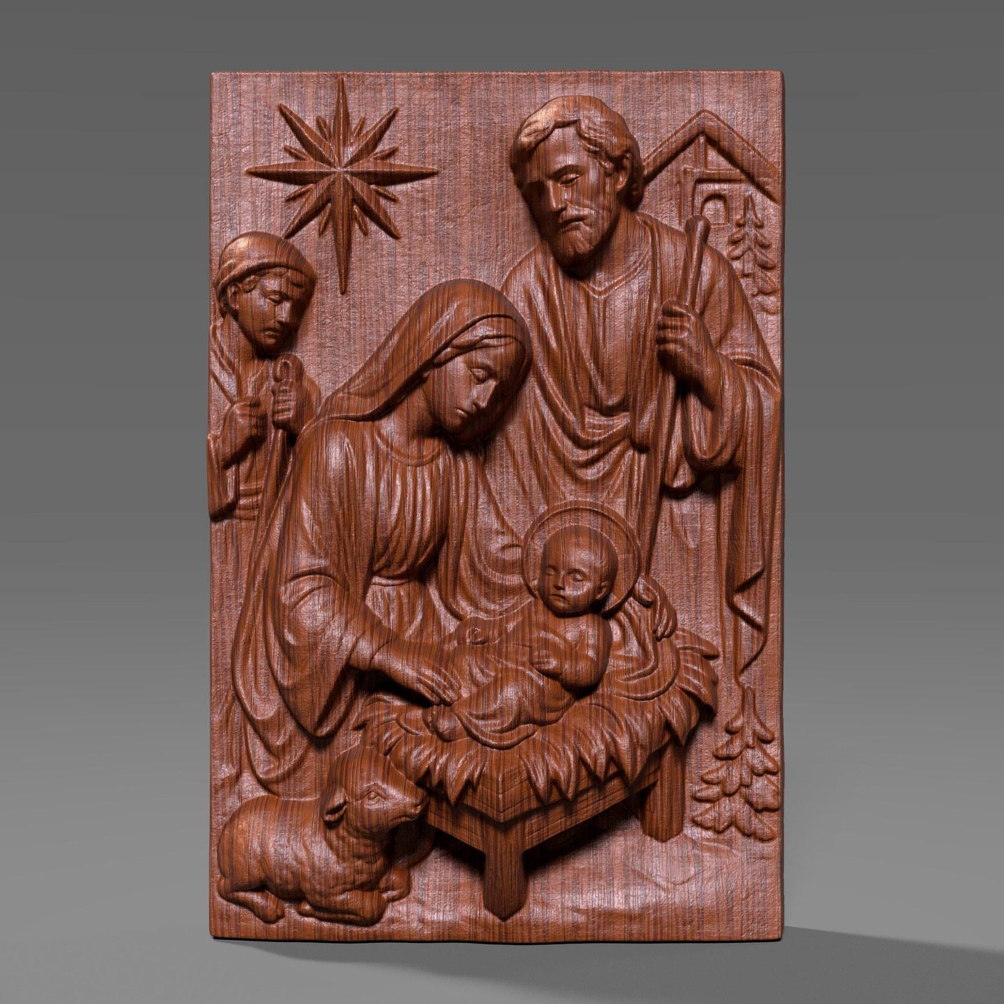 Nativity Scene Holy Family Bas Relief | CNC STL 3D Model (Digital Download)