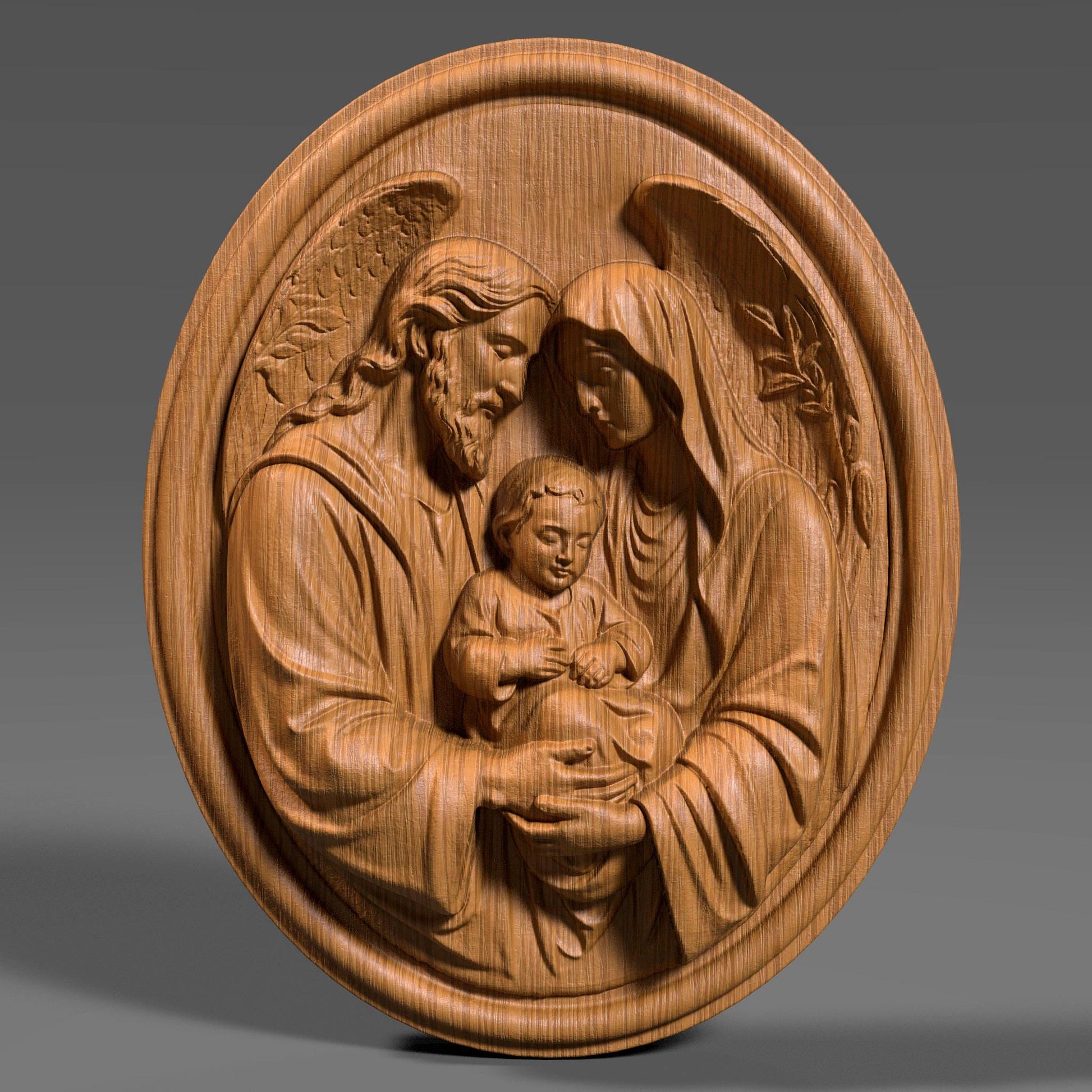 Holy Family Relief STL bas relief | CNC, Laser, 3D Print (Digital Download)