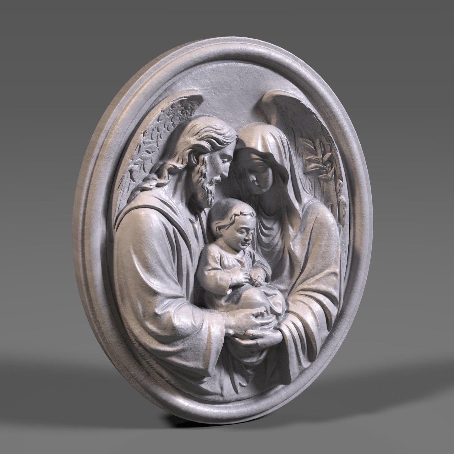 Holy Family Relief STL bas relief | CNC, Laser, 3D Print (Digital Download)