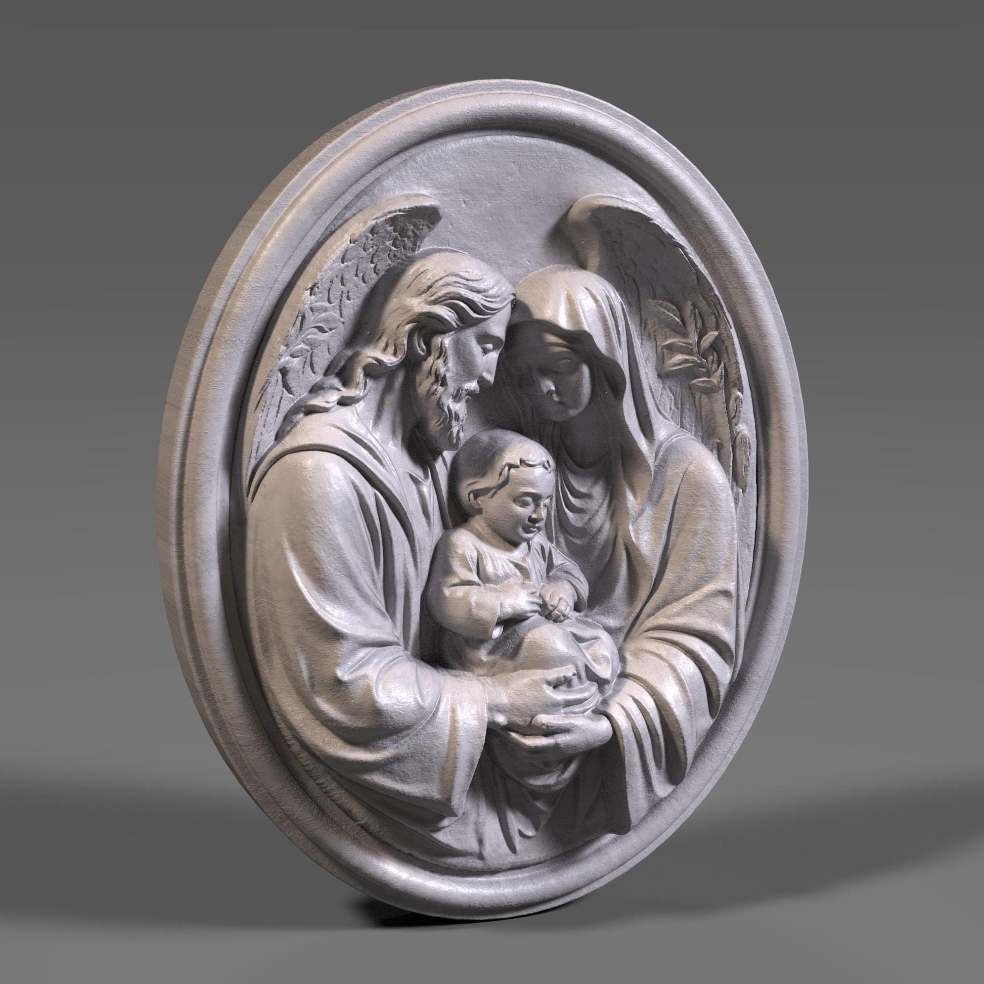 Holy Family Relief STL bas relief | CNC, Laser, 3D Print (Digital Download)
