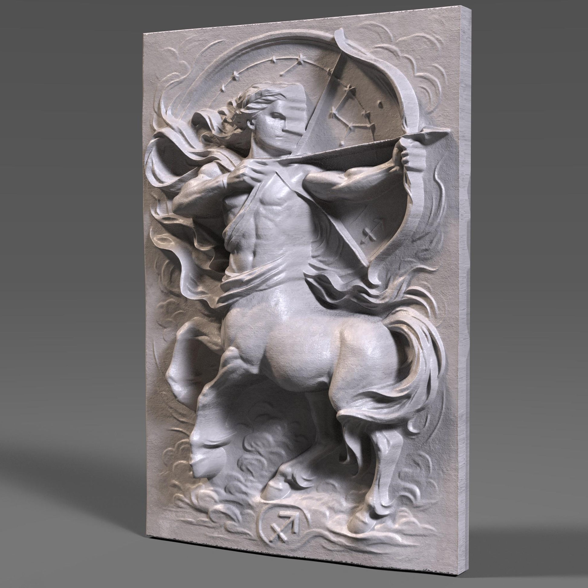 Sagittarius Zodiac Wood Carving | Centaur Archer |3D Relief Wall Art STL (Digital Download)