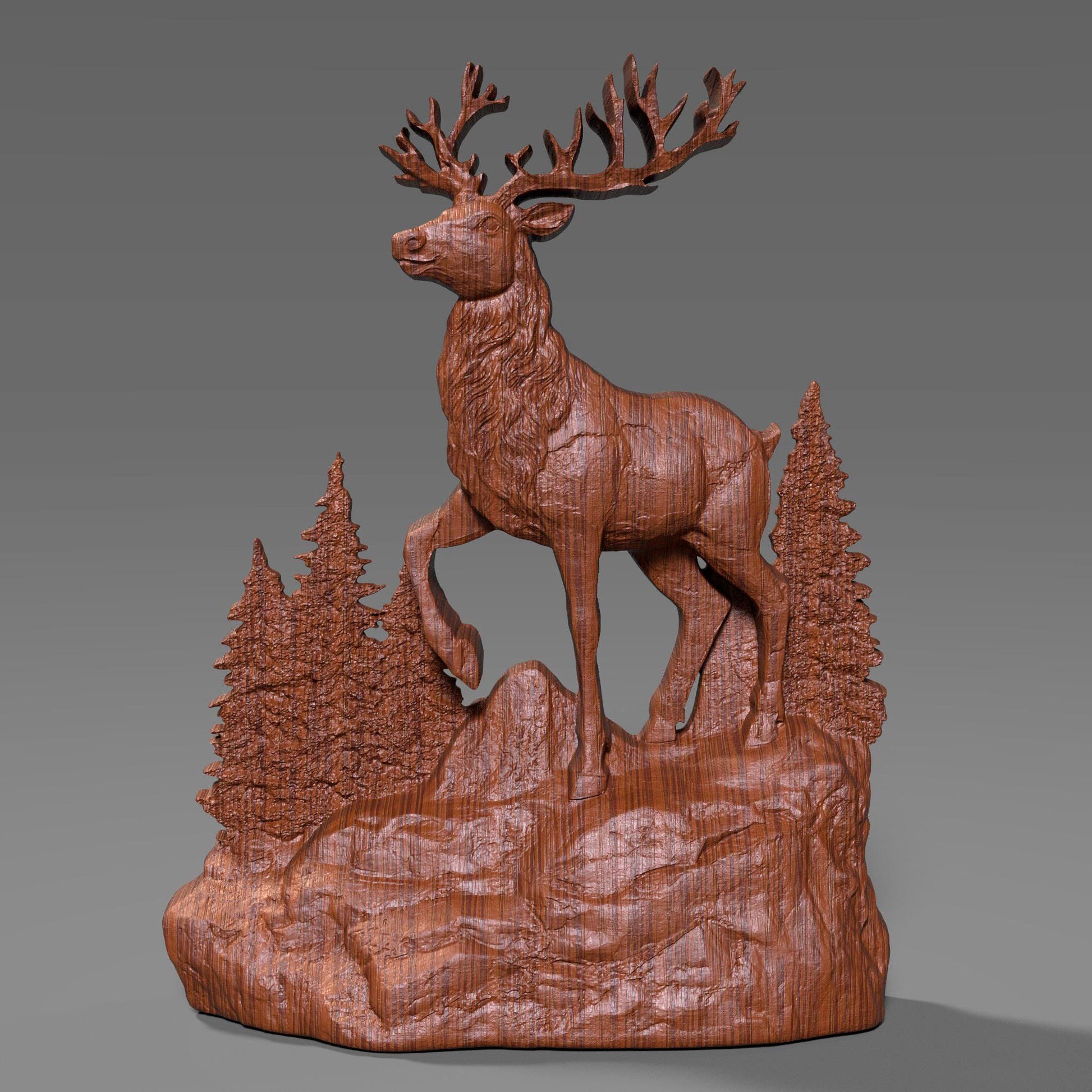 Christmas Reindeer 3D Relief STL File | CNC Carving, Wall Decor (Digital Download)