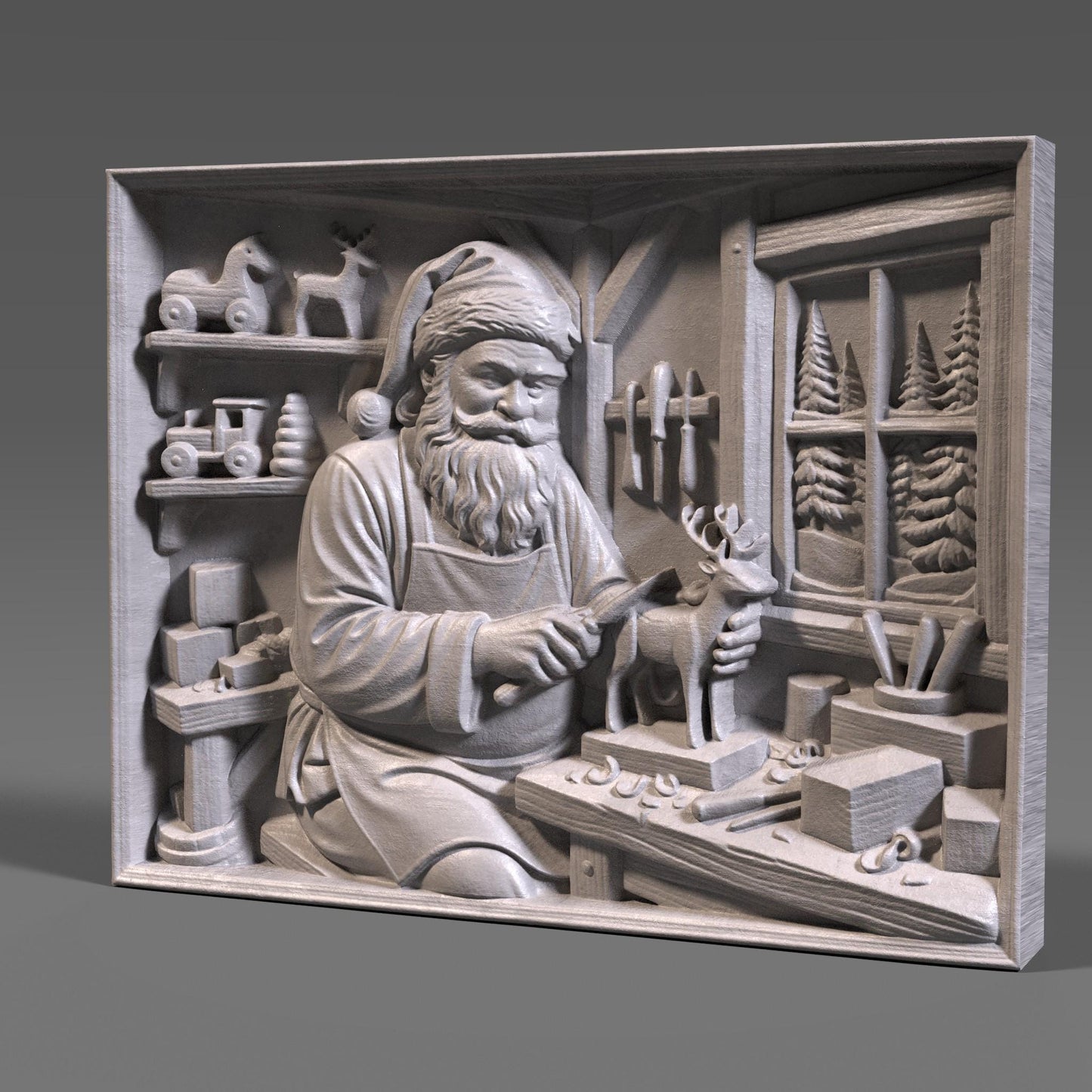 Santa Claus 3D Relief: CNC Laser Engraving File (Digital Download)