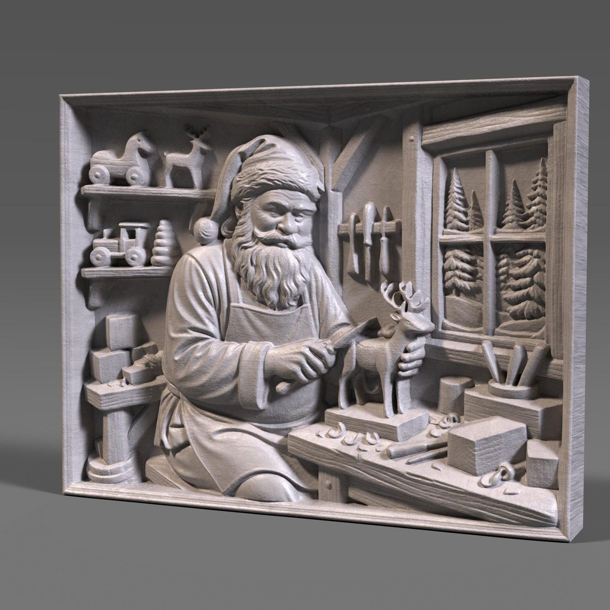 Santa Claus 3D Relief: CNC Laser Engraving File (Digital Download)