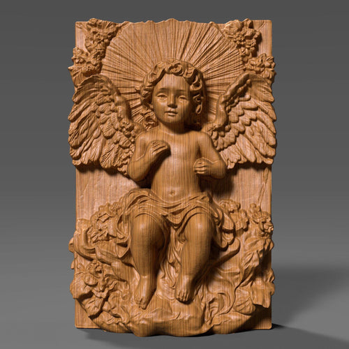 Baby Angel Wood Carving STL | 3D Bas Relief (Digital Download)