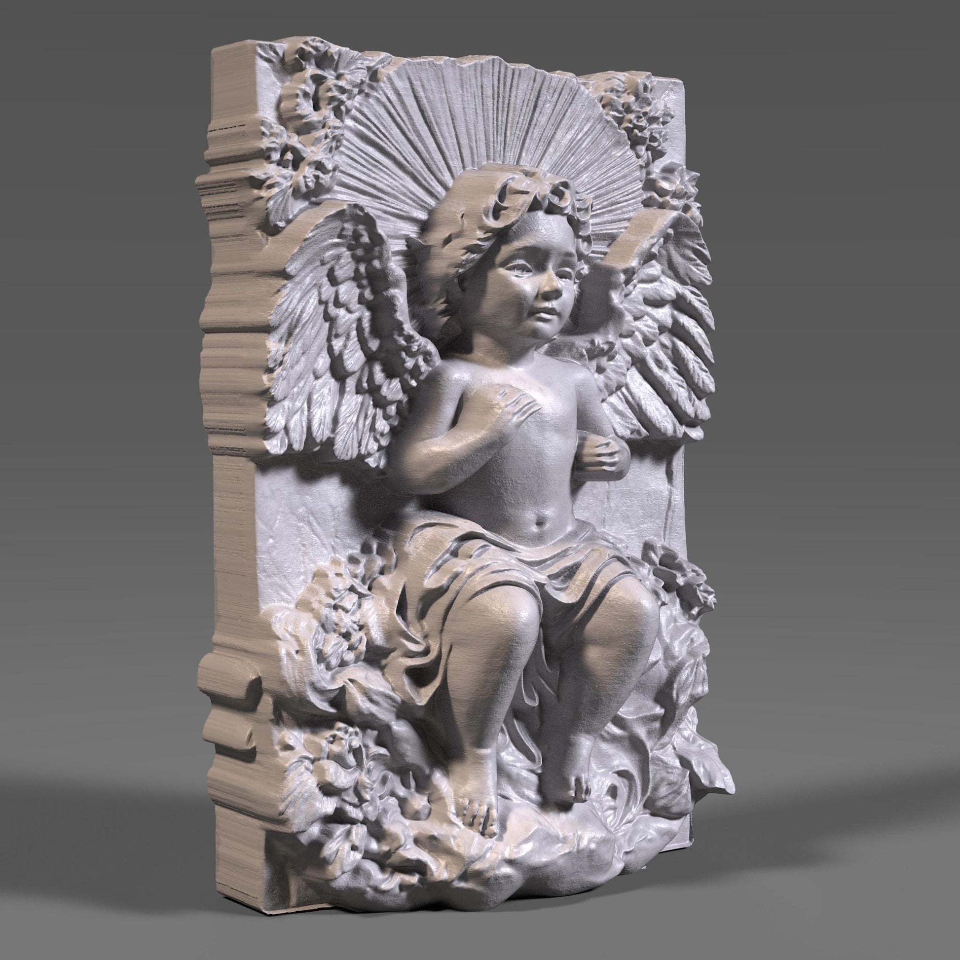 Baby Angel Wood Carving STL | 3D Bas Relief (Digital Download)