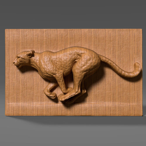Running Cheetah Bas Relief |Wall Art | Wildlife Carving | Animal Sculpture Decor | CNC STL Panel(Digital Download )