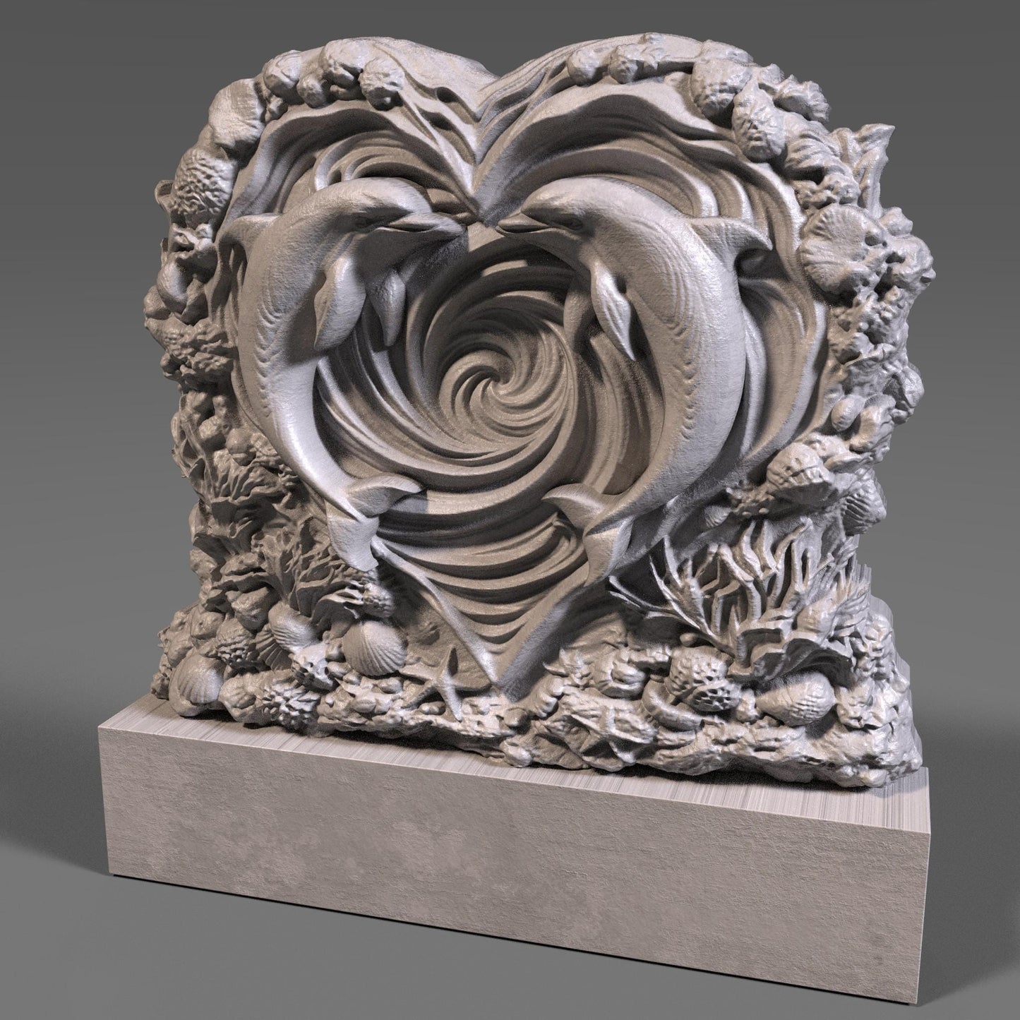 Valentine's day STL |Dolphin Heart |3D Bas Relief |Wall Art | Romantic Love (Digital Download)