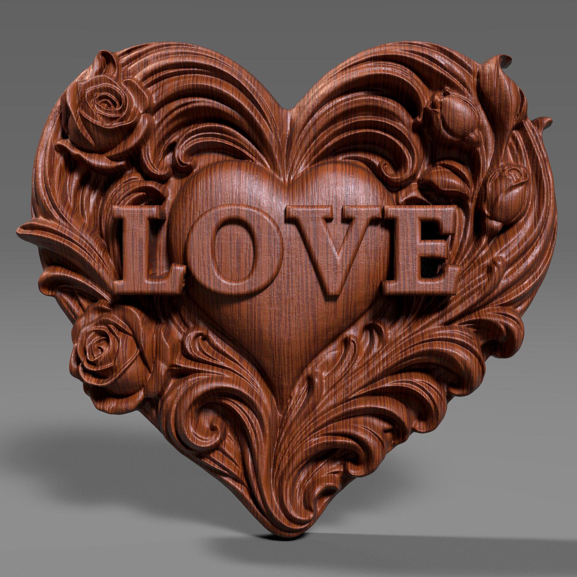 Valentines Day Decor | LOVE Heart | 3D Bas Relief STL | CNC Wall Art | Custom Gift for Couples(Digital Download)