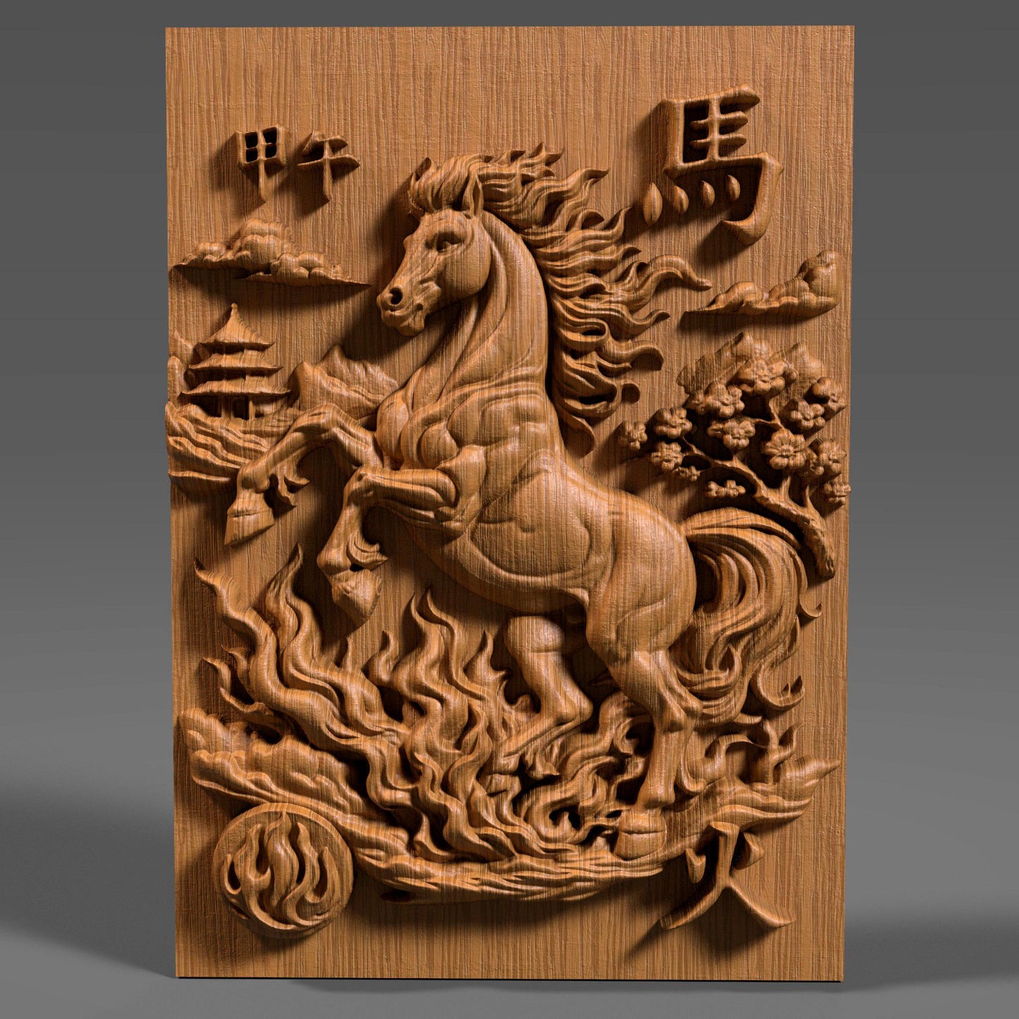 Chinese Zodiac Year of the Fire Horse 2026| 3d Bas Relief |Wall Art STL | Lunar New Year Decor (Digital Download)