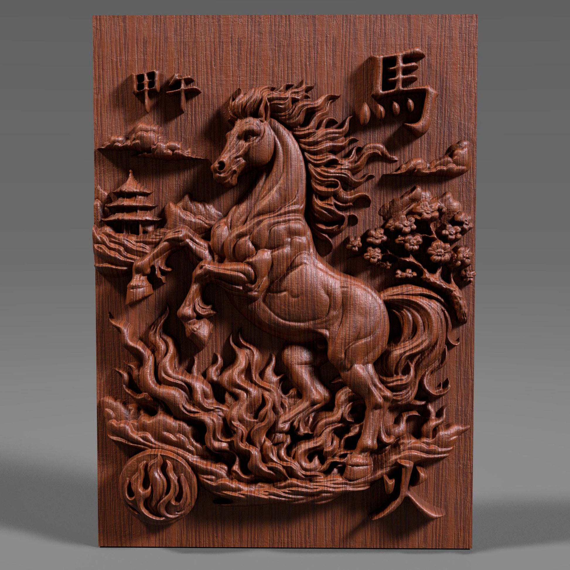 Chinese Zodiac Year of the Fire Horse 2026| 3d Bas Relief |Wall Art STL | Lunar New Year Decor (Digital Download)
