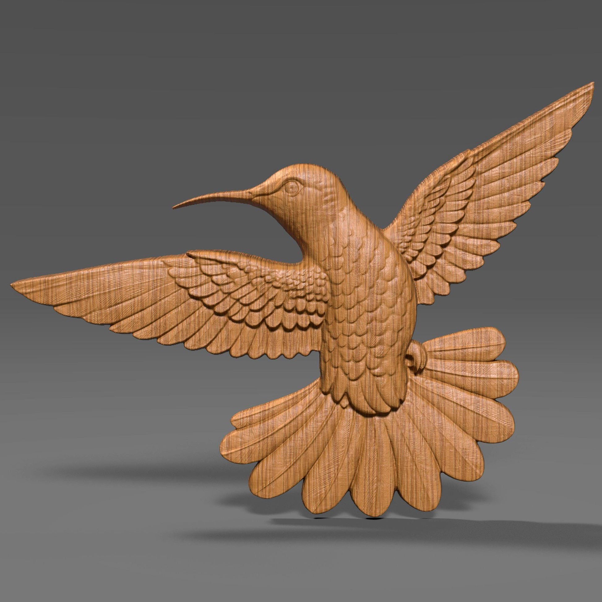 Hummingbird 3D Relief Model: CNC Carving, Laser Engraving (STL File, Digital Download