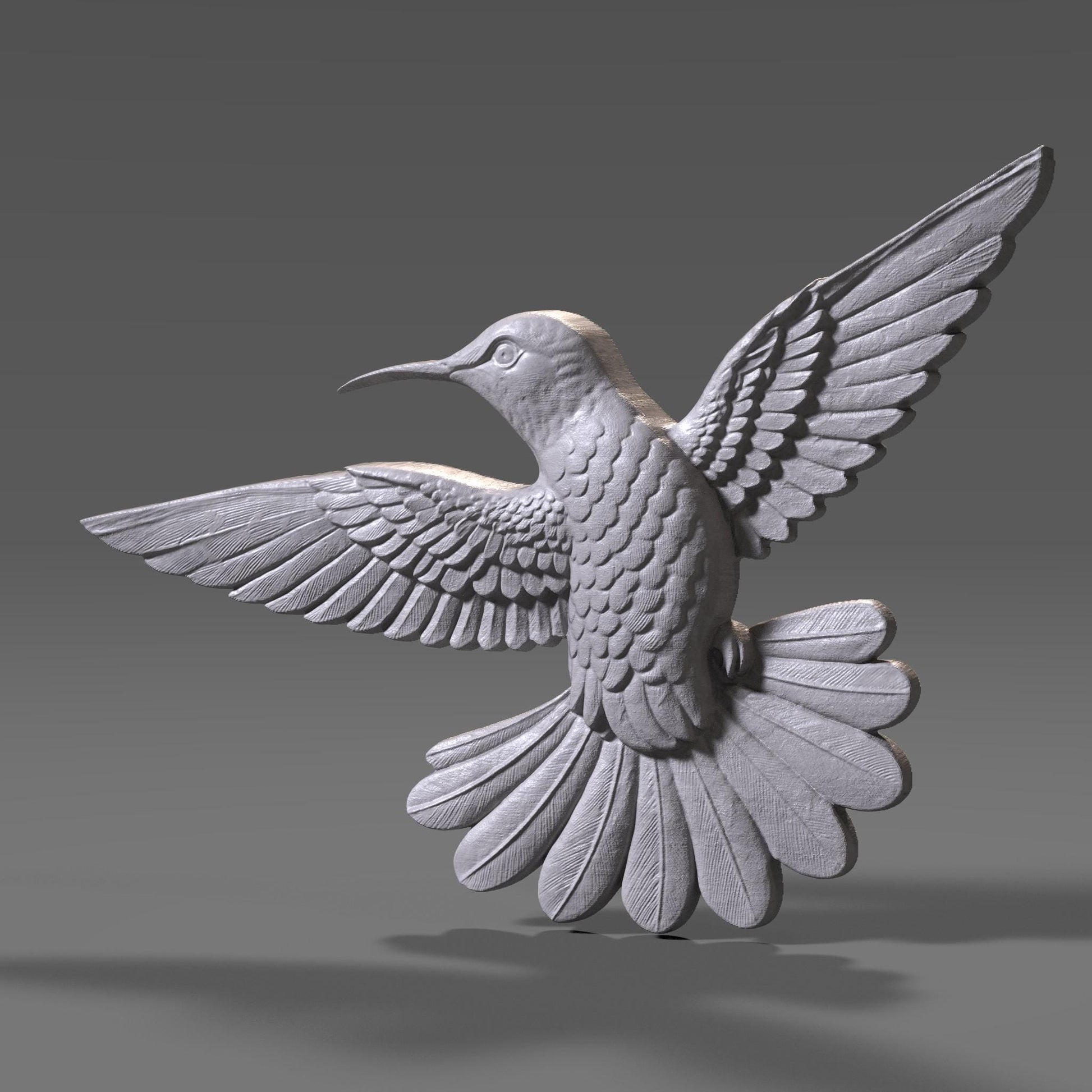 Hummingbird 3D Relief Model: CNC Carving, Laser Engraving (STL File, Digital Download