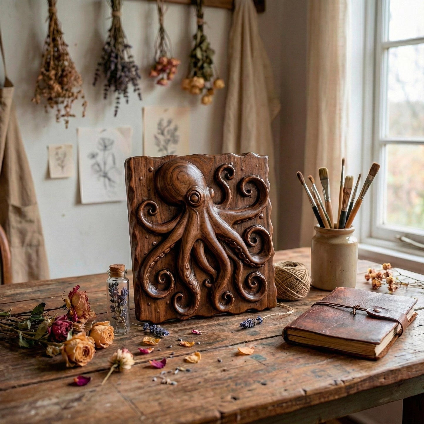 High-detail 3D STL model of an octopus in bas relief, featuring curled tentacles and a textured underwater design. Ideal for 3D printing, CNC wood carving, or laser engraving. Perfect for marine-themed wall art, nautical gifts, or ocean-inspired decor. This digital file is suitable for use with wood, acrylic, resin, and other engravable materials. Download and craft ocean life into your next project.