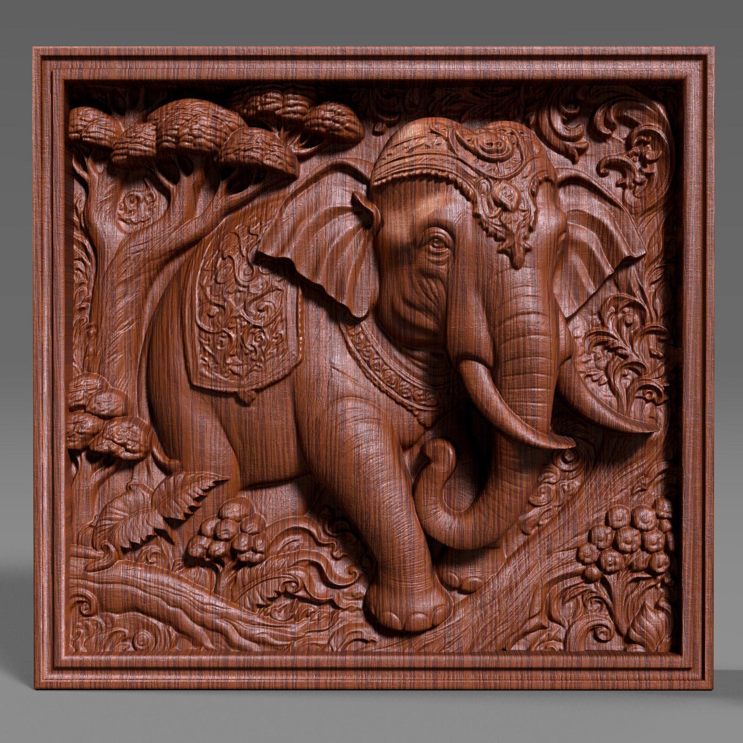 Elephant 3D Relief Model: CNC, Laser Engraving, 3D Printing (STL File)
