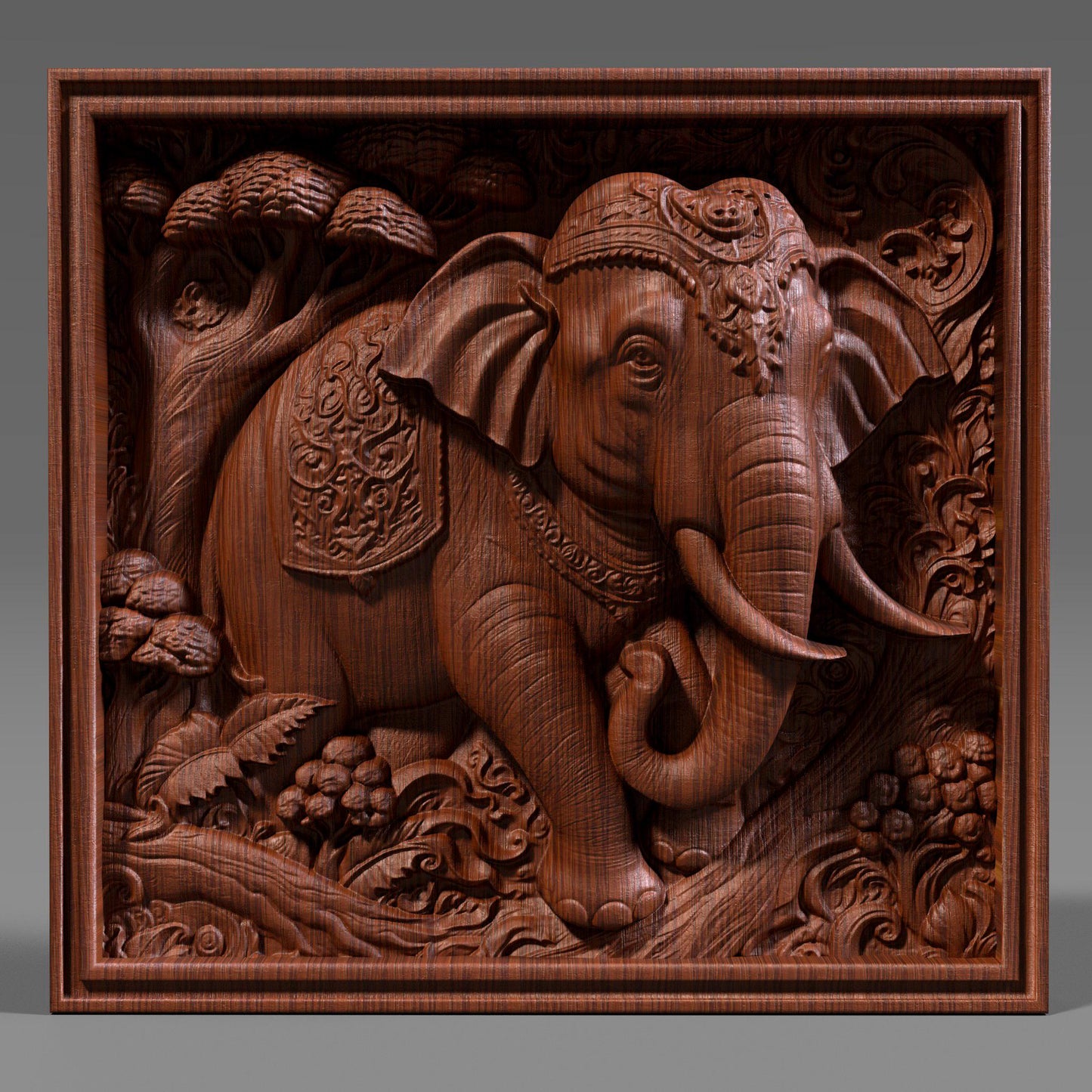 Elephant 3D Relief Model: CNC, Laser Engraving, 3D Printing (STL File)