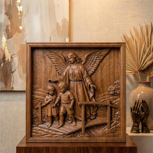 Guardian Angel with Children 3D Relief Model | CNC Carving, 3D Print (Digital Download)