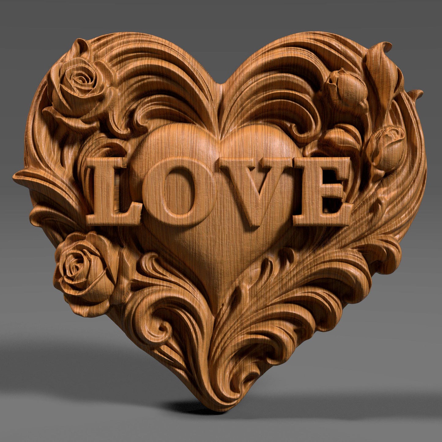 Valentines Day Decor | LOVE Heart | 3D Bas Relief STL | CNC Wall Art | Custom Gift for Couples(Digital Download)