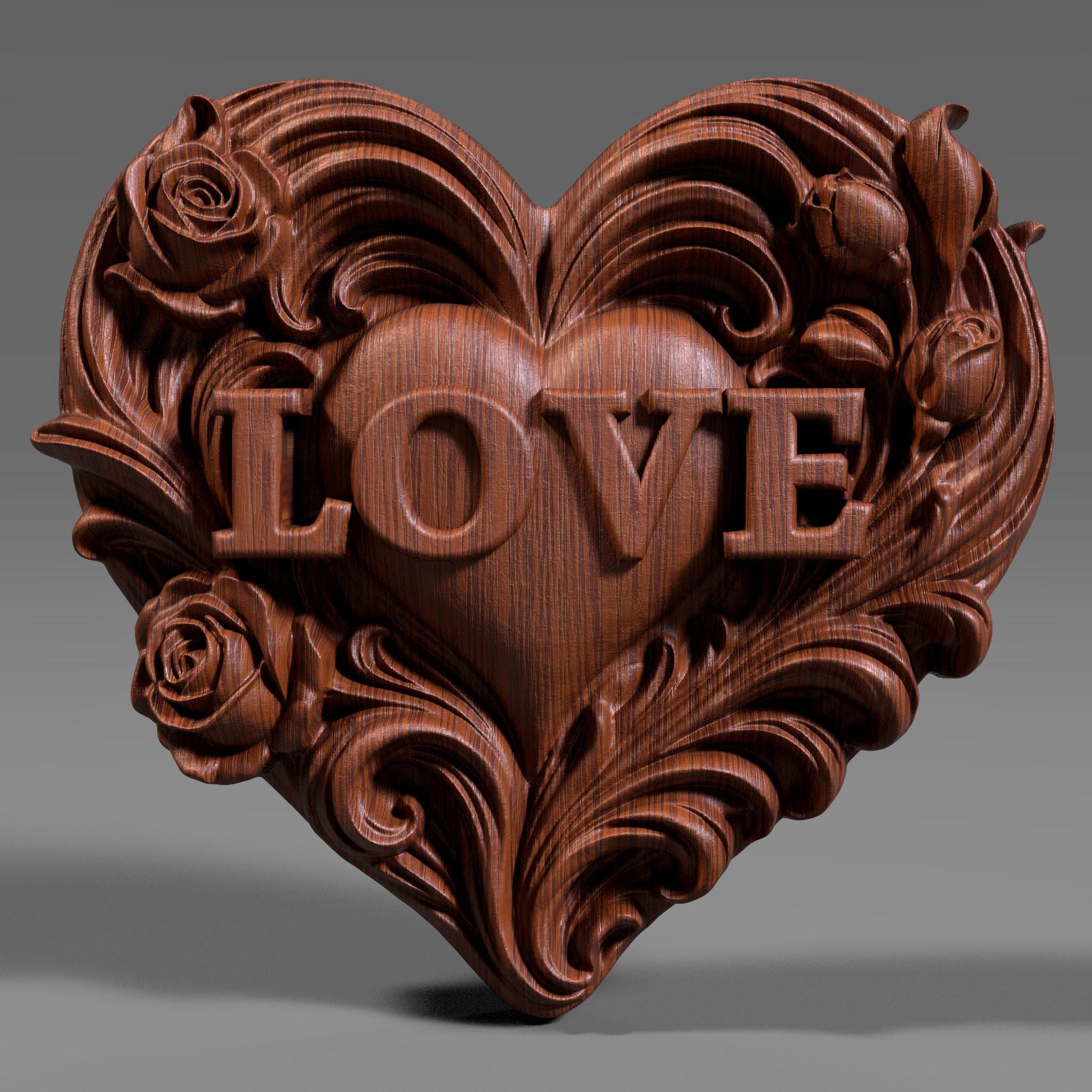 Valentines Day Decor | LOVE Heart | 3D Bas Relief STL | CNC Wall Art | Custom Gift for Couples(Digital Download)