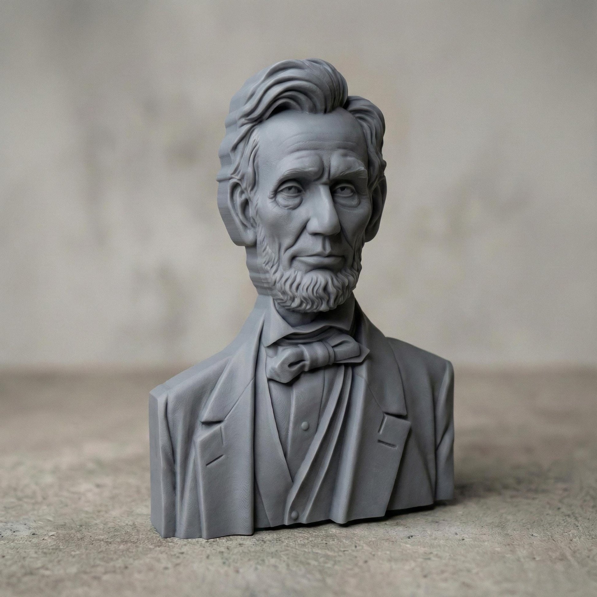 Highly detailed 3D portrait bust of Abraham Lincoln, capturing the strength, humility, and resolve of one of America’s most influential leaders. Rendered in a realistic wood-carved style with iconic beard, bow tie, and solemn expression, this sculpture symbolizes unity, freedom, and the enduring American spirit. Designed for CNC carving and 3D printing, ideal for America’s 250th anniversary, historical displays, schools, and patriotic tributes.