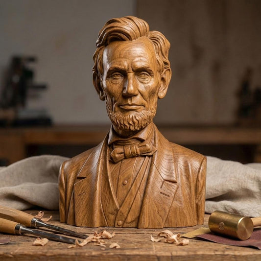 Highly detailed 3D portrait bust of Abraham Lincoln, capturing the strength, humility, and resolve of one of America’s most influential leaders. Rendered in a realistic wood-carved style with iconic beard, bow tie, and solemn expression, this sculpture symbolizes unity, freedom, and the enduring American spirit. Designed for CNC carving and 3D printing, ideal for America’s 250th anniversary, historical displays, schools, and patriotic tributes.