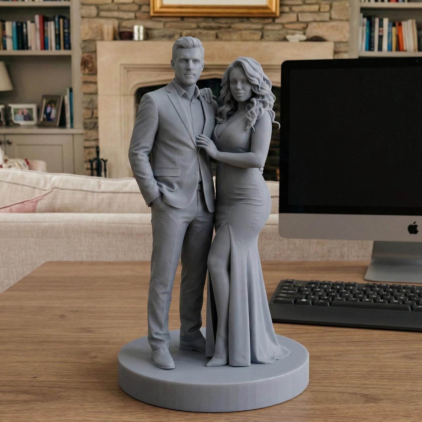 Custom Couple 3D Figurine: Realistic Resin Sculpture, Personalized Portrait