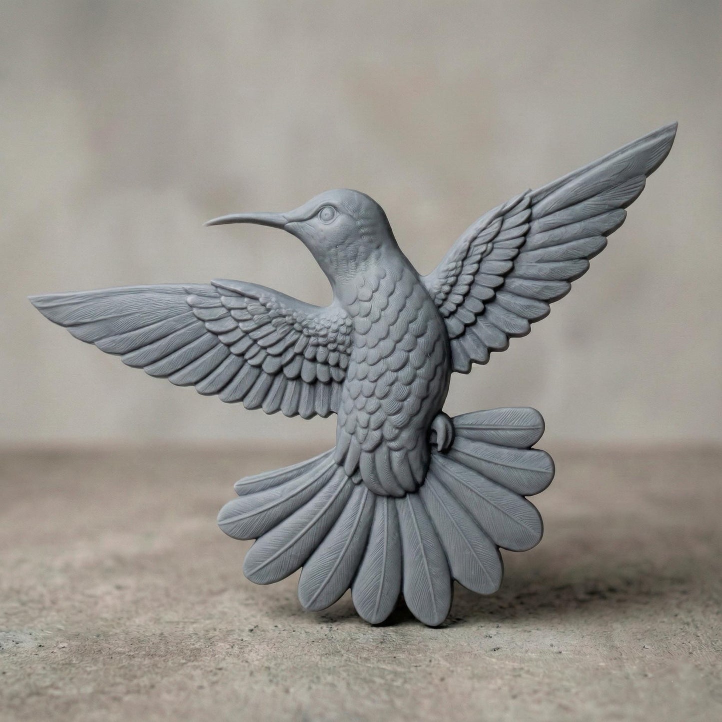 Elegant 3D STL relief of a hummingbird in mid-flight with detailed feathers and wings spread wide, designed for CNC wood carving, laser engraving, and 3D printing. This intricate digital download captures the beauty of nature, perfect for wildlife-inspired wall art, handmade gifts, and decorative wooden sculptures. Ideal for artisans, woodworkers, and nature lovers seeking to create unique home decor, bird-themed crafts, or personalized engraved artwork.