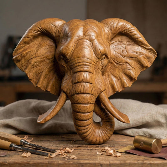 Majestic 3D STL relief of an elephant head with detailed wrinkles, large ears, and curved tusks, designed for CNC wood carving, laser engraving, and 3D printing. This high-quality digital download captures the strength and wisdom of elephants, perfect for wildlife-inspired wall art, safari decor, and handmade gifts. Ideal for artisans, woodworkers, and nature lovers looking to create unique wooden sculptures, tribal artwork, or African-themed home decorations.