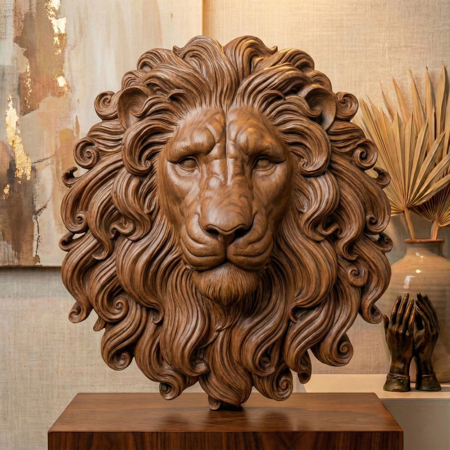 A powerful 3D bas-relief carving of a regal lion’s head with a majestic flowing mane, symbolizing strength, courage, and royalty. Perfect for CNC wood carving, laser engraving, or 3D printing in resin, stone, or walnut finishes. Ideal as bold wall art decor for offices, lodges, or home interiors with a jungle or safari theme. This lion design evokes leadership and bravery—ideal for summer statement pieces or patriotic displays for Independence Day (United States).