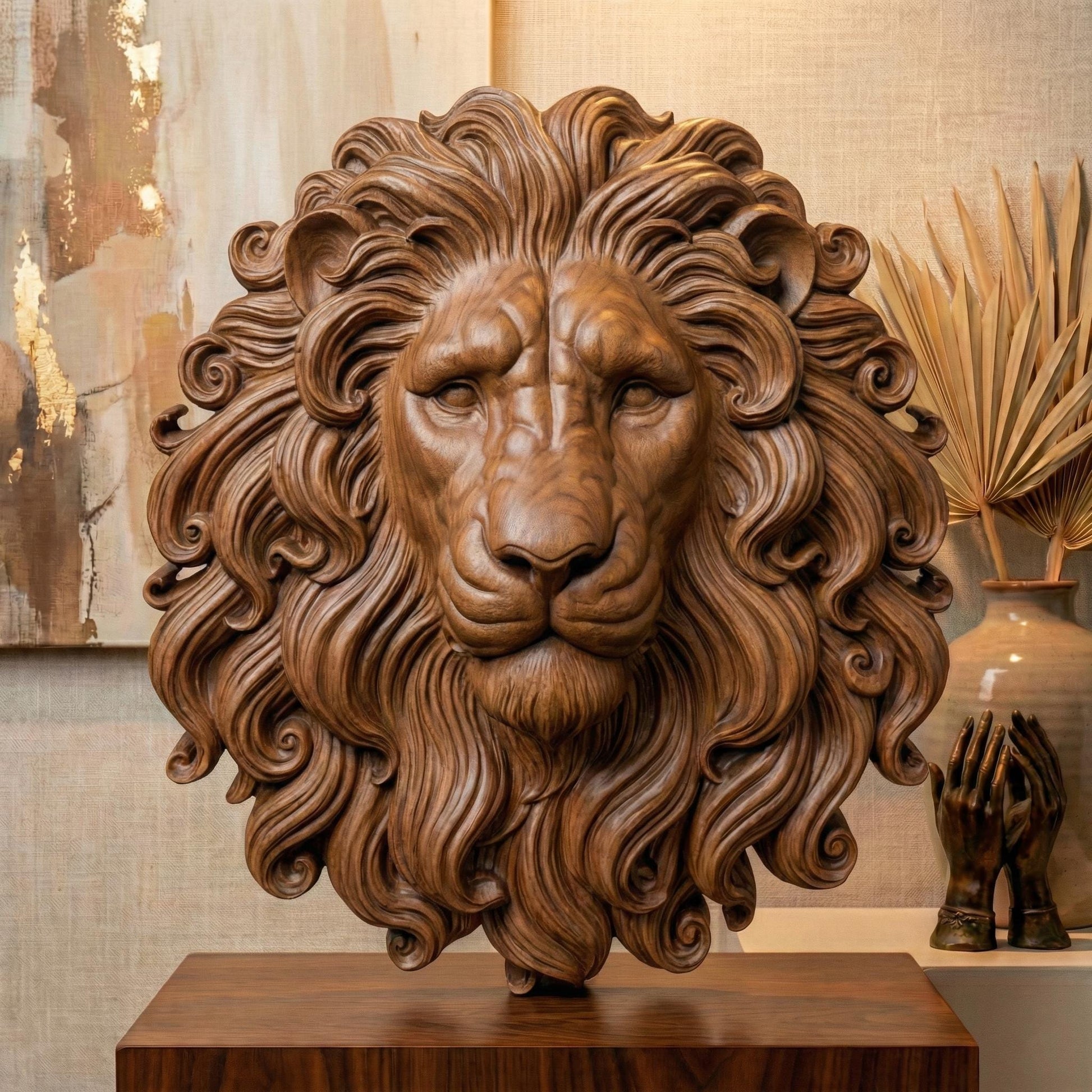 A powerful 3D bas-relief carving of a regal lion’s head with a majestic flowing mane, symbolizing strength, courage, and royalty. Perfect for CNC wood carving, laser engraving, or 3D printing in resin, stone, or walnut finishes. Ideal as bold wall art decor for offices, lodges, or home interiors with a jungle or safari theme. This lion design evokes leadership and bravery—ideal for summer statement pieces or patriotic displays for Independence Day (United States).