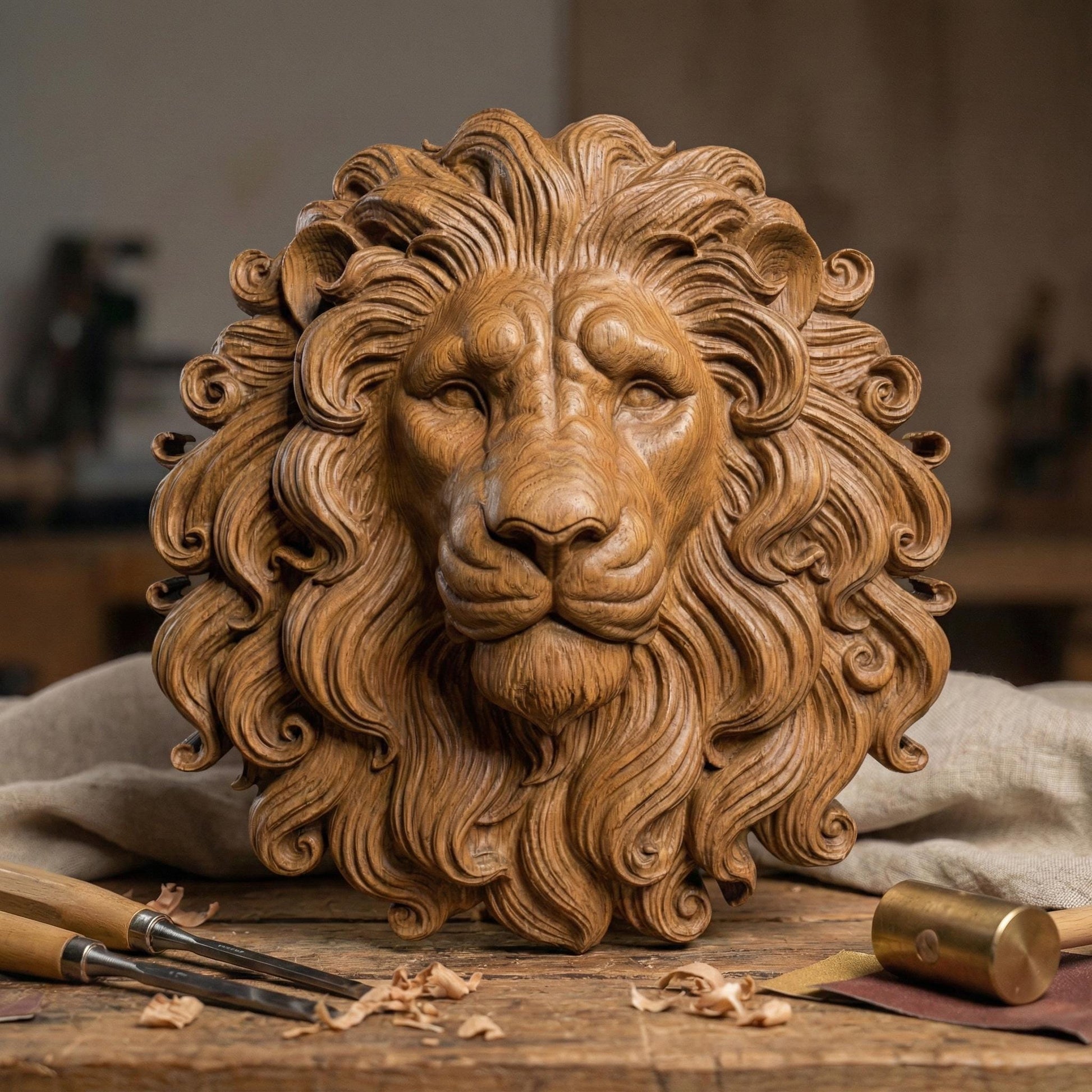 A powerful 3D bas-relief carving of a regal lion’s head with a majestic flowing mane, symbolizing strength, courage, and royalty. Perfect for CNC wood carving, laser engraving, or 3D printing in resin, stone, or walnut finishes. Ideal as bold wall art decor for offices, lodges, or home interiors with a jungle or safari theme. This lion design evokes leadership and bravery—ideal for summer statement pieces or patriotic displays for Independence Day (United States).