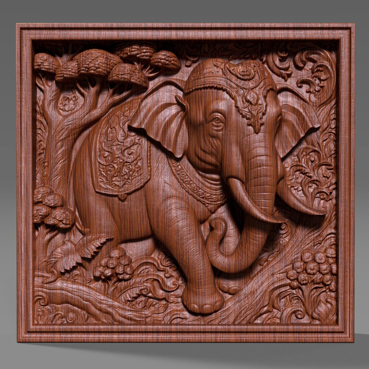 Elephant 3D Relief Model: CNC, Laser Engraving, 3D Printing (STL File)