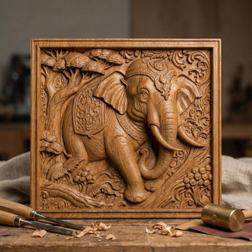 Elephant 3D Relief Model: CNC, Laser Engraving, 3D Printing (STL File)