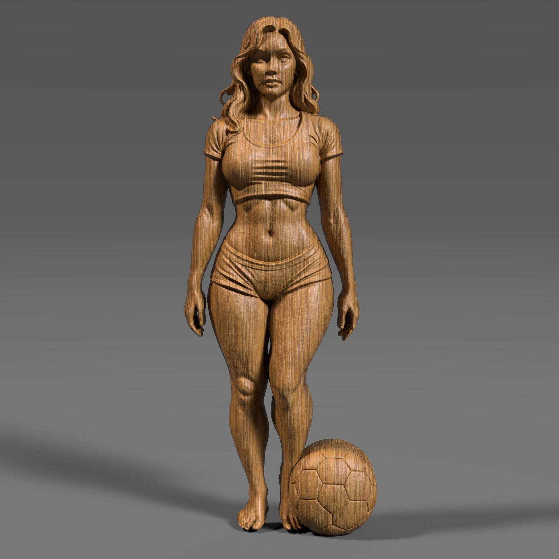 Female Soccer Player STL 3D Model | Football Wall Art | CNC & 3D Print | Digital Download