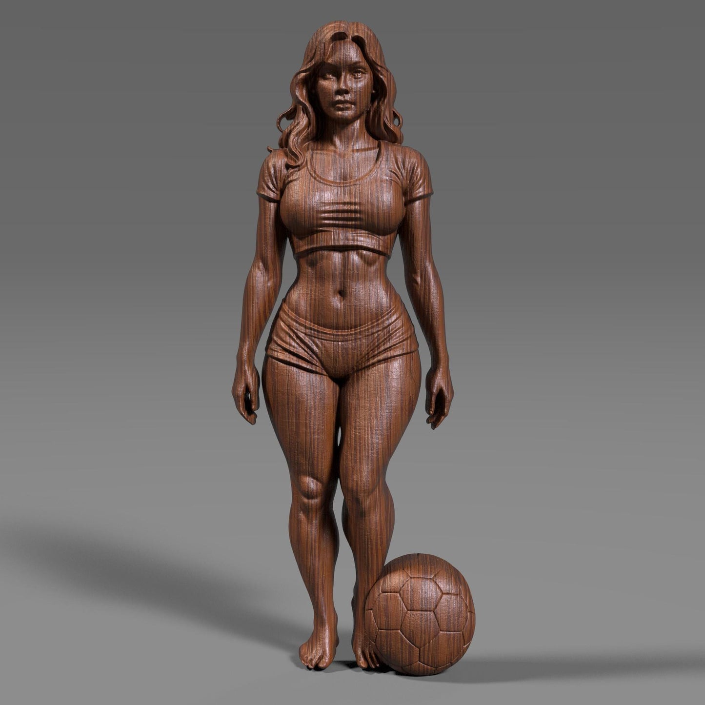 Female Soccer Player STL 3D Model | Football Wall Art | CNC & 3D Print | Digital Download