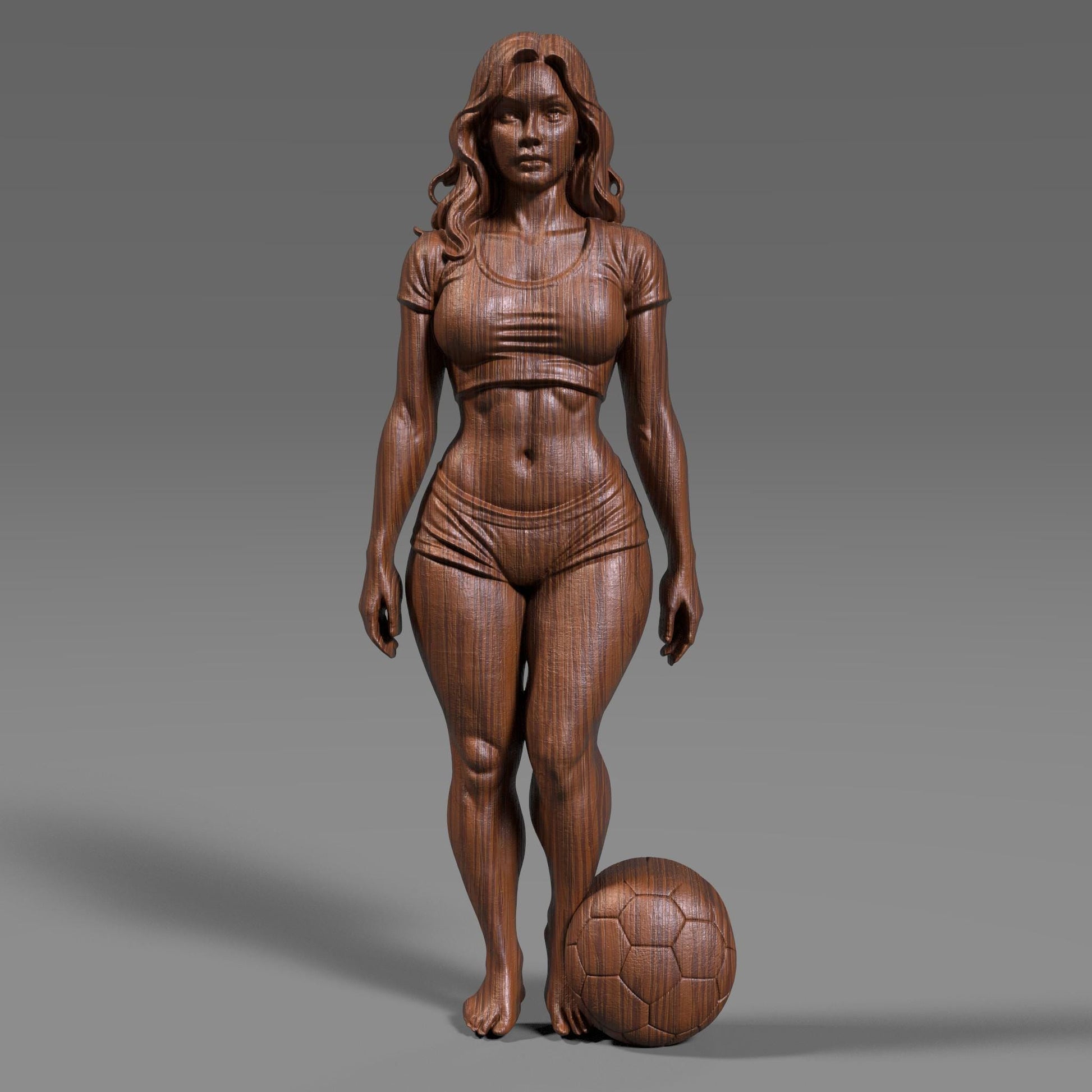 Female Soccer Player STL 3D Model | Football Wall Art | CNC & 3D Print | Digital Download