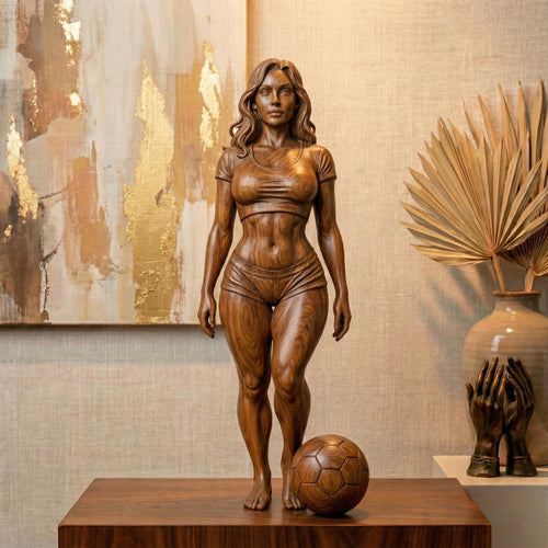 Female Soccer Player STL 3D Model | Football Wall Art | CNC & 3D Print | Digital Download