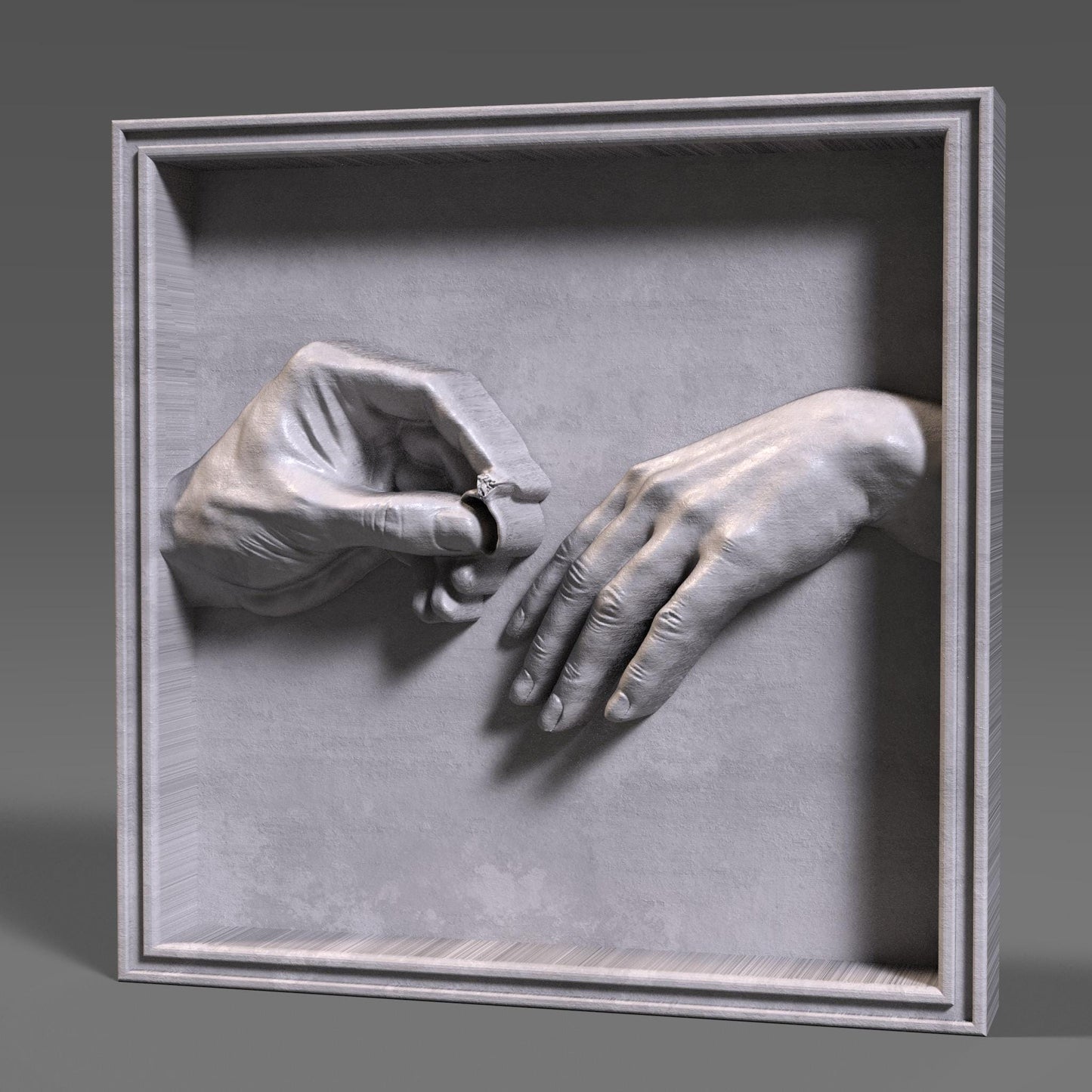 Engagement Ring Hands 3D Relief Model | CNC, 3D Print (Digital Download)