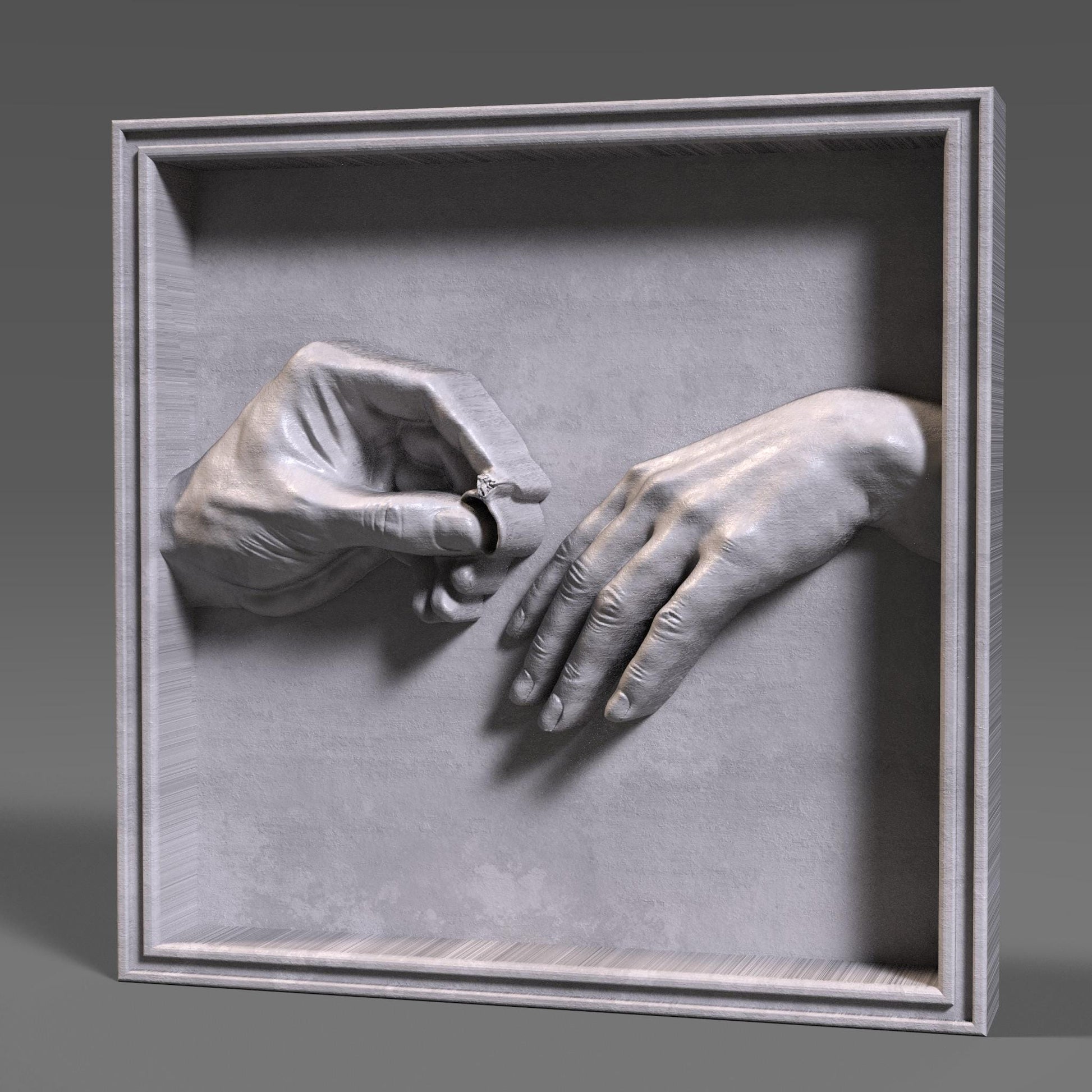 Engagement Ring Hands 3D Relief Model | CNC, 3D Print (Digital Download)