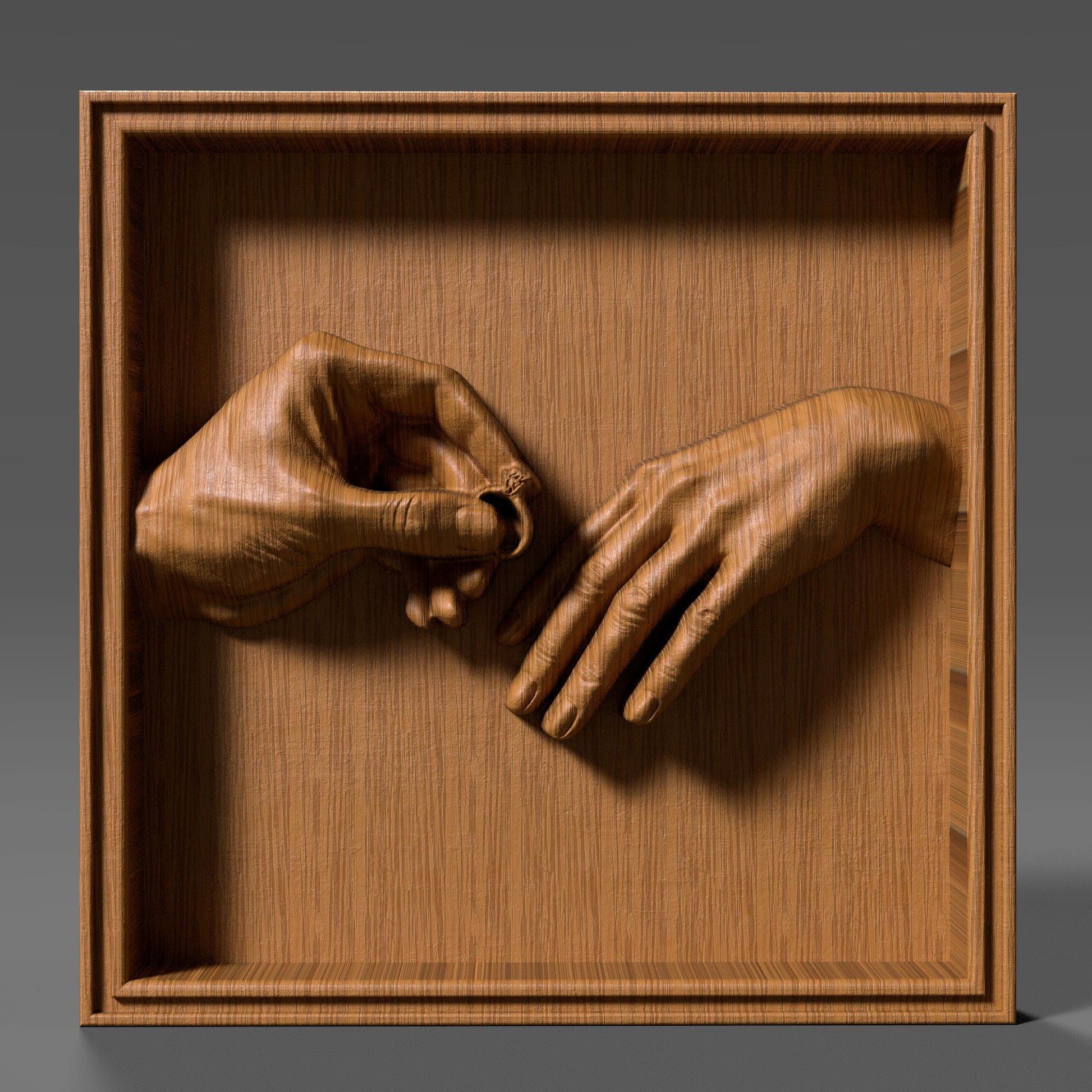 Engagement Ring Hands 3D Relief Model | CNC, 3D Print (Digital Download)
