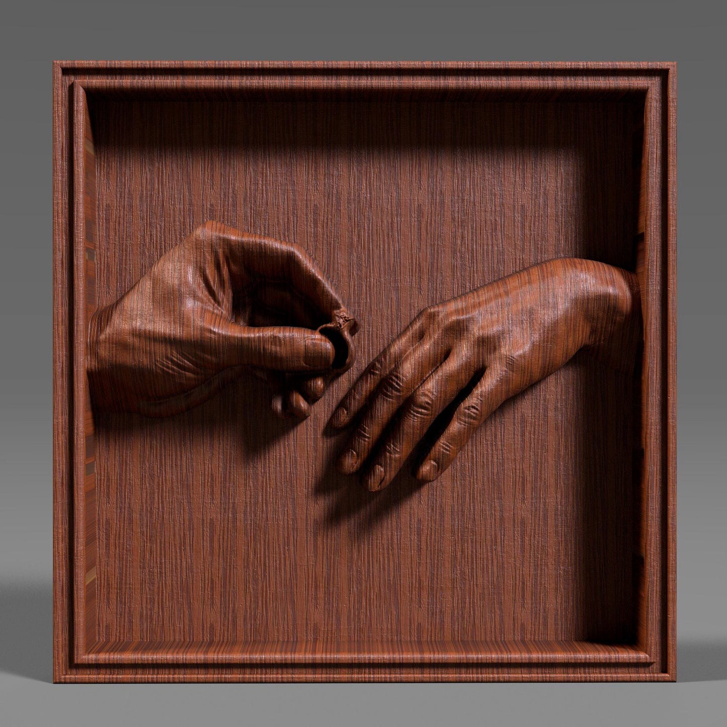 High-detail 3D STL bas-relief of two hands during a romantic marriage proposal, one gently placing an engagement ring on the other. The sculpted hands symbolize love, commitment, and unity, making it perfect for Valentine’s Day gifts, couple decor, wedding keepsakes, and anniversary wall art. Designed for CNC wood carving, resin casting, and 3D printing. Digital STL download.