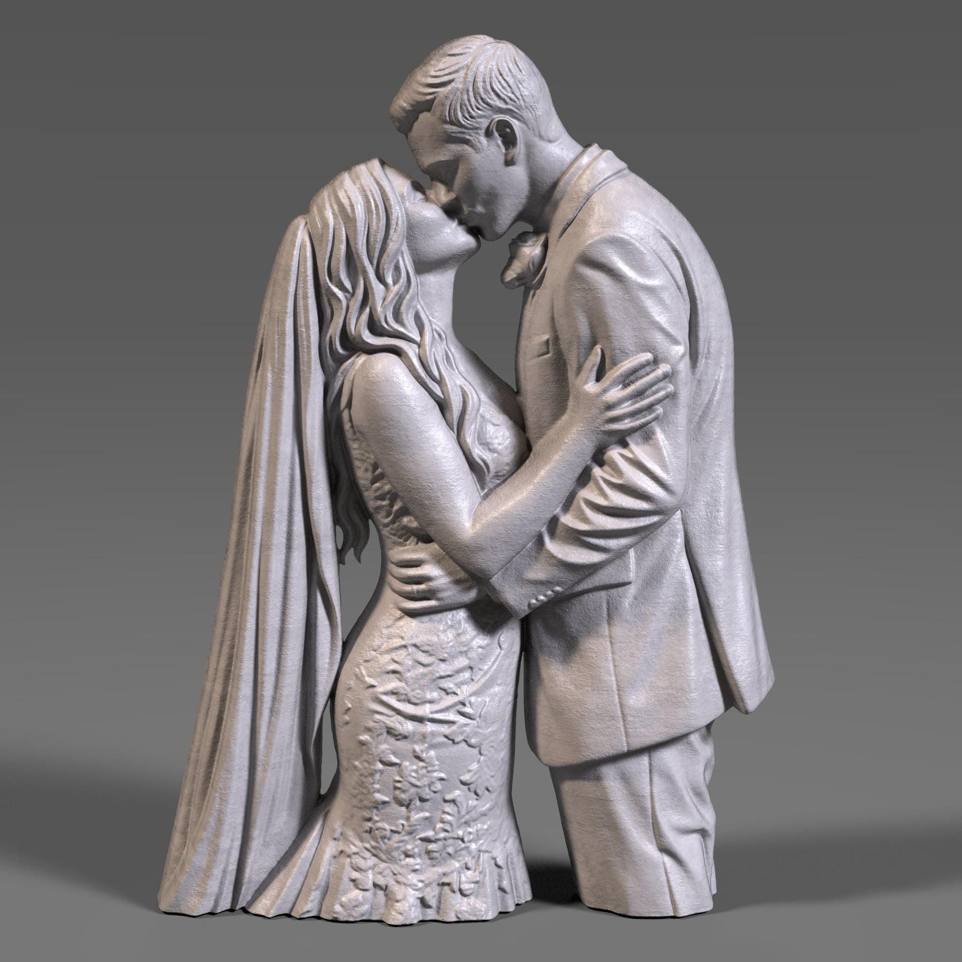Romantic Wedding Couple Kiss 3D Model STL | (Digital Download)