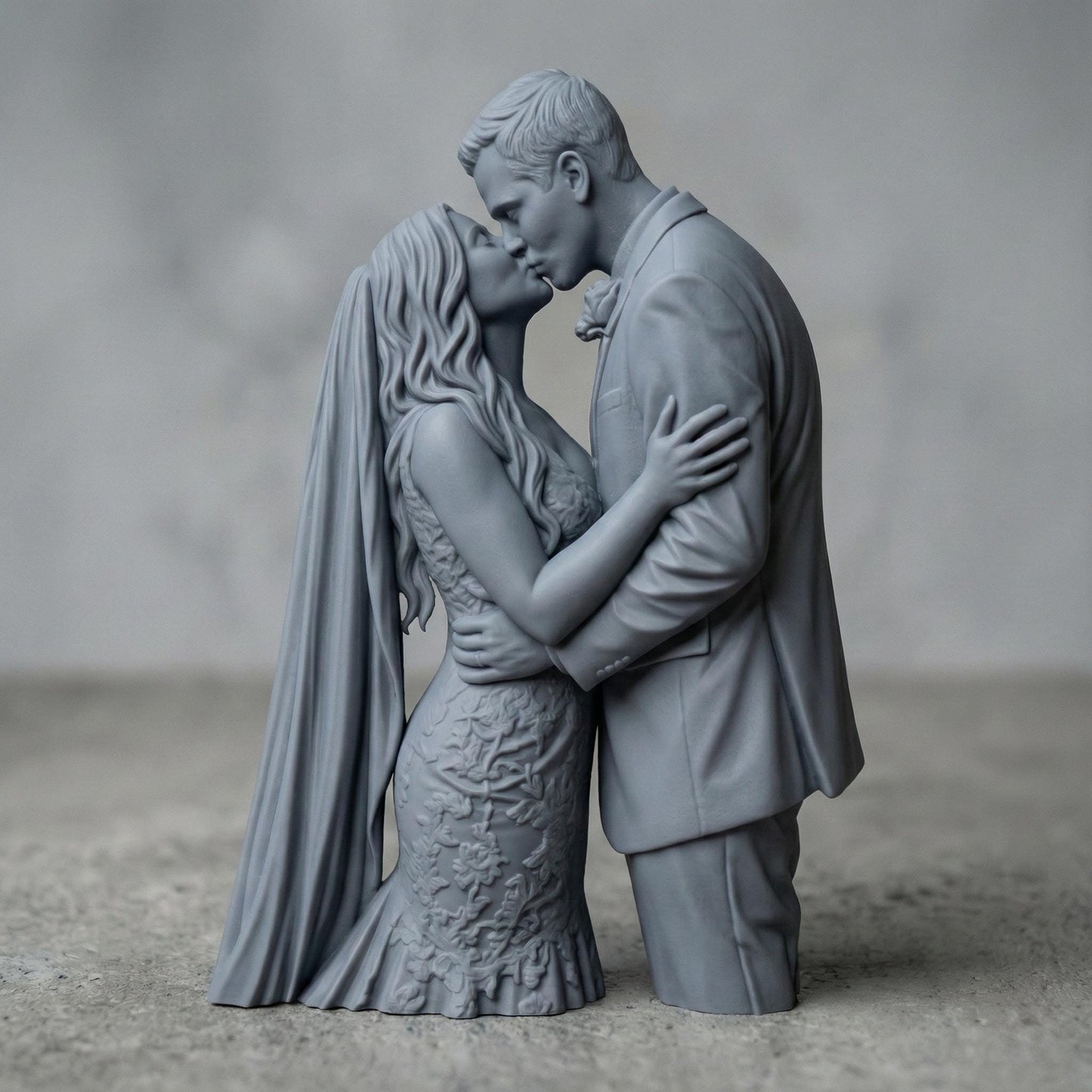 Highly detailed romantic couple kissing 3D sculpture STL file, featuring a bride and groom in an intimate embrace, perfect for wedding decor, anniversary gifts, Valentine’s Day presents, and luxury home art. This printable digital model is ideal for resin and FDM 3D printing, CNC carving, and bas-relief wall art, capturing love, emotion, and elegance in a timeless couple statue.
