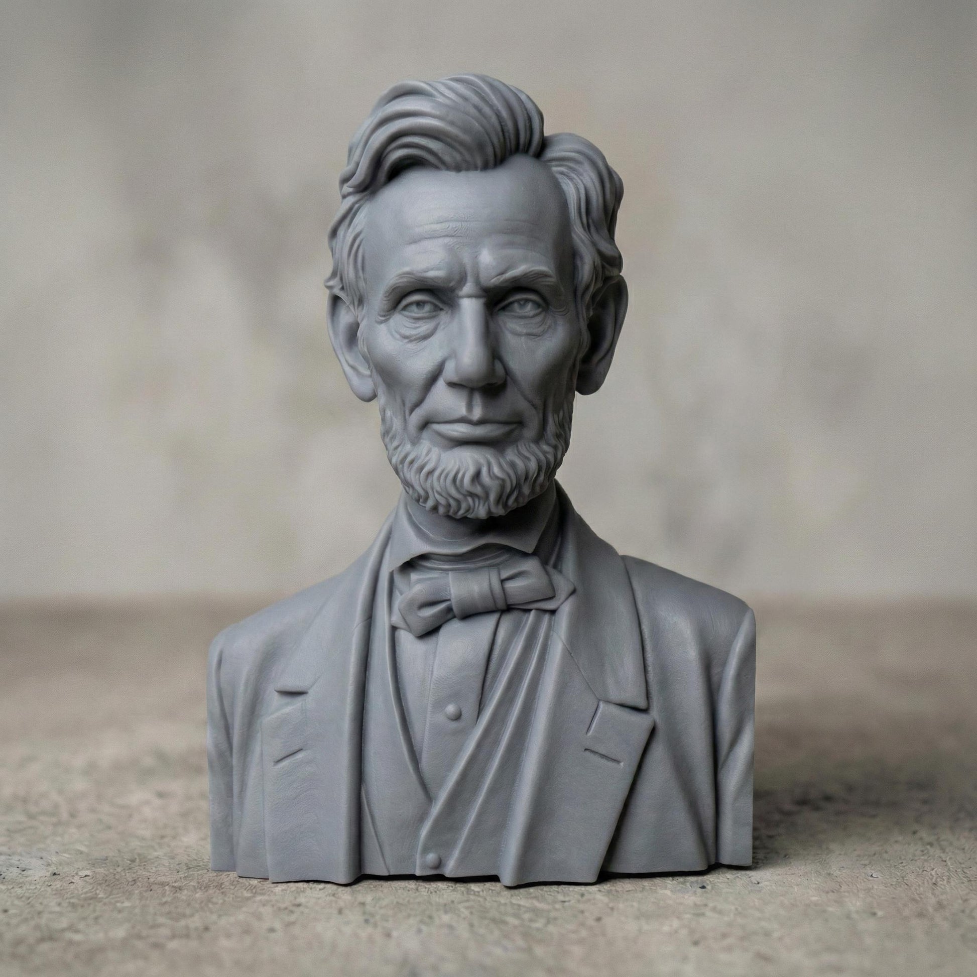 Highly detailed 3D portrait bust of Abraham Lincoln, capturing the strength, humility, and resolve of one of America’s most influential leaders. Rendered in a realistic wood-carved style with iconic beard, bow tie, and solemn expression, this sculpture symbolizes unity, freedom, and the enduring American spirit. Designed for CNC carving and 3D printing, ideal for America’s 250th anniversary, historical displays, schools, and patriotic tributes.