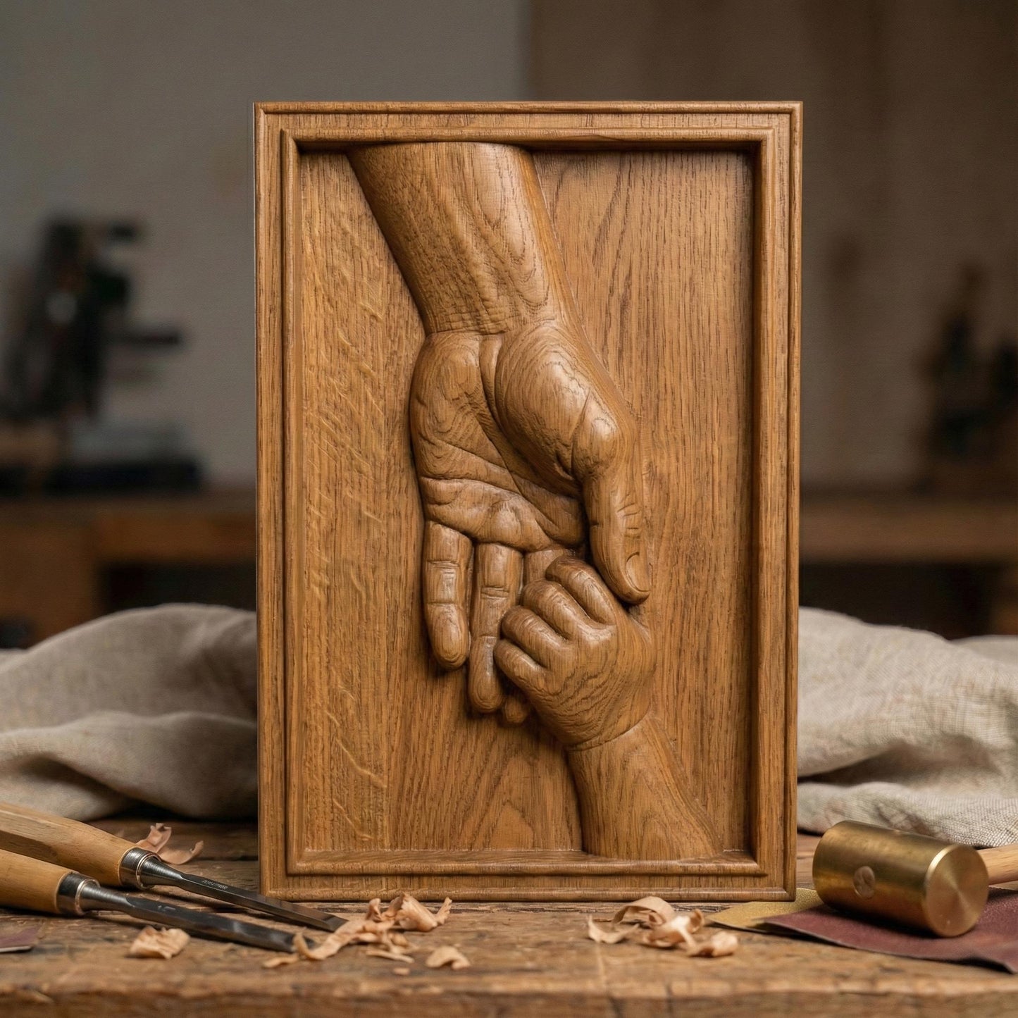 Celebrate the bond between father and child with this heartfelt 3D STL bas relief design. Perfect for Father’s Day, this digital model features a father holding a child’s hand—symbolizing protection and love. Ideal for 3D printing, CNC wood carving, or laser engraving. Use this touching artwork to create memorable gifts, wall plaques, or wooden keepsakes. Download instantly and craft with wood, stone, or resin.