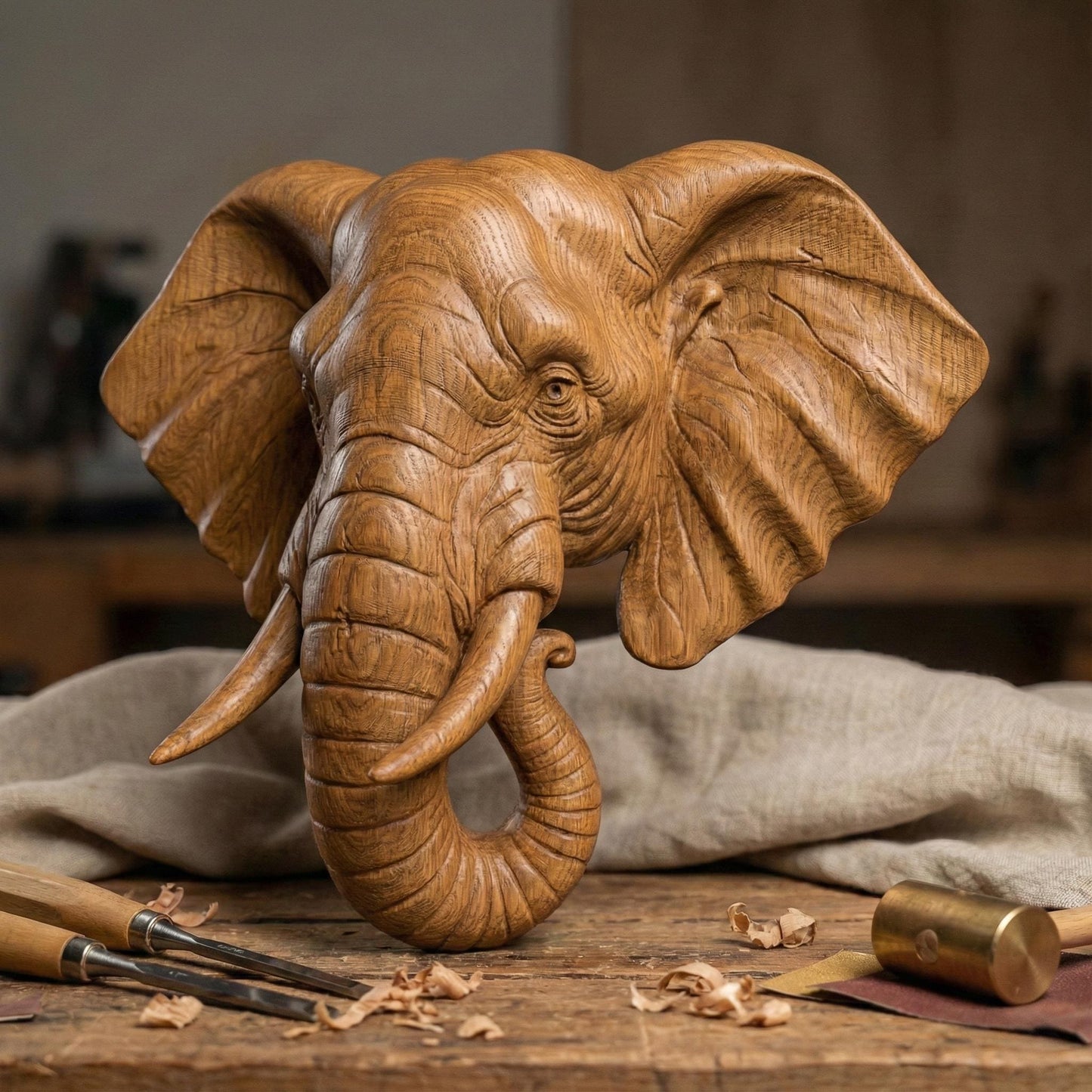 Majestic 3D STL relief of an elephant head with realistic textures, large ears, and gracefully curved tusks, designed for CNC wood carving, laser engraving, and 3D printing. This high-quality digital download captures the wisdom and strength of elephants, perfect for wildlife-inspired wall art, safari decor, and handmade gifts. Ideal for artisans, woodworkers, and nature lovers looking to create unique wooden sculptures, tribal artwork, or African-themed home decorations.