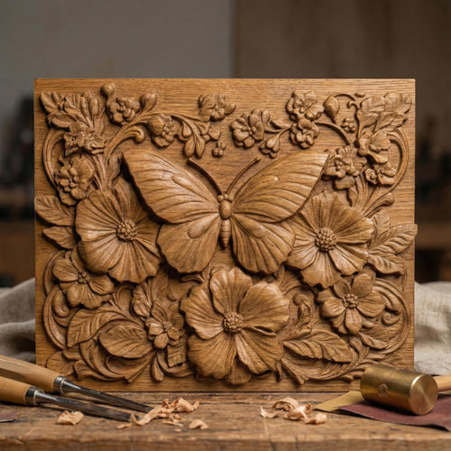 Butterfly Floral Relief STL: CNC Router, Laser Engraving, 3D Print (Digital Download)