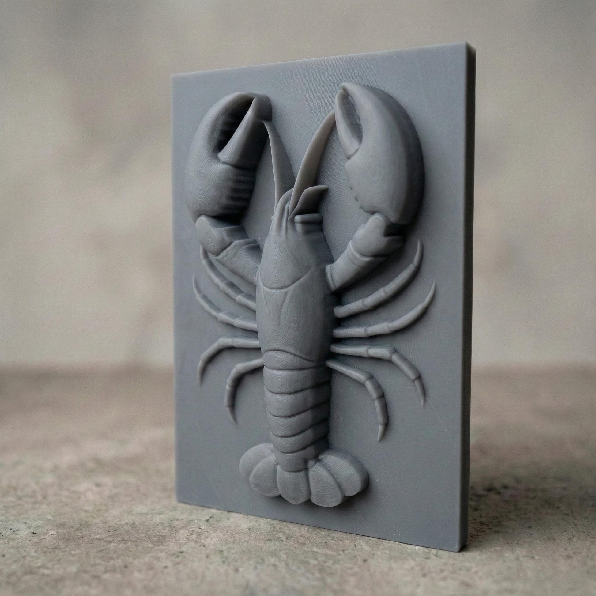 Bring the charm of the sea to your space with this stunning 3D Lobster Bas Relief Wood Art. This digital design captures the intricate form of a lobster in high detail, from its segmented claws to delicate legs, perfect for marine and coastal-themed interiors. Ideal for CNC carving or laser engraving, the panel includes subtle wood grain detail and chipped-edge slab aesthetics for a handcrafted, rustic feel. A perfect fit for beach homes, seafood restaurants, or nautical gift lovers.