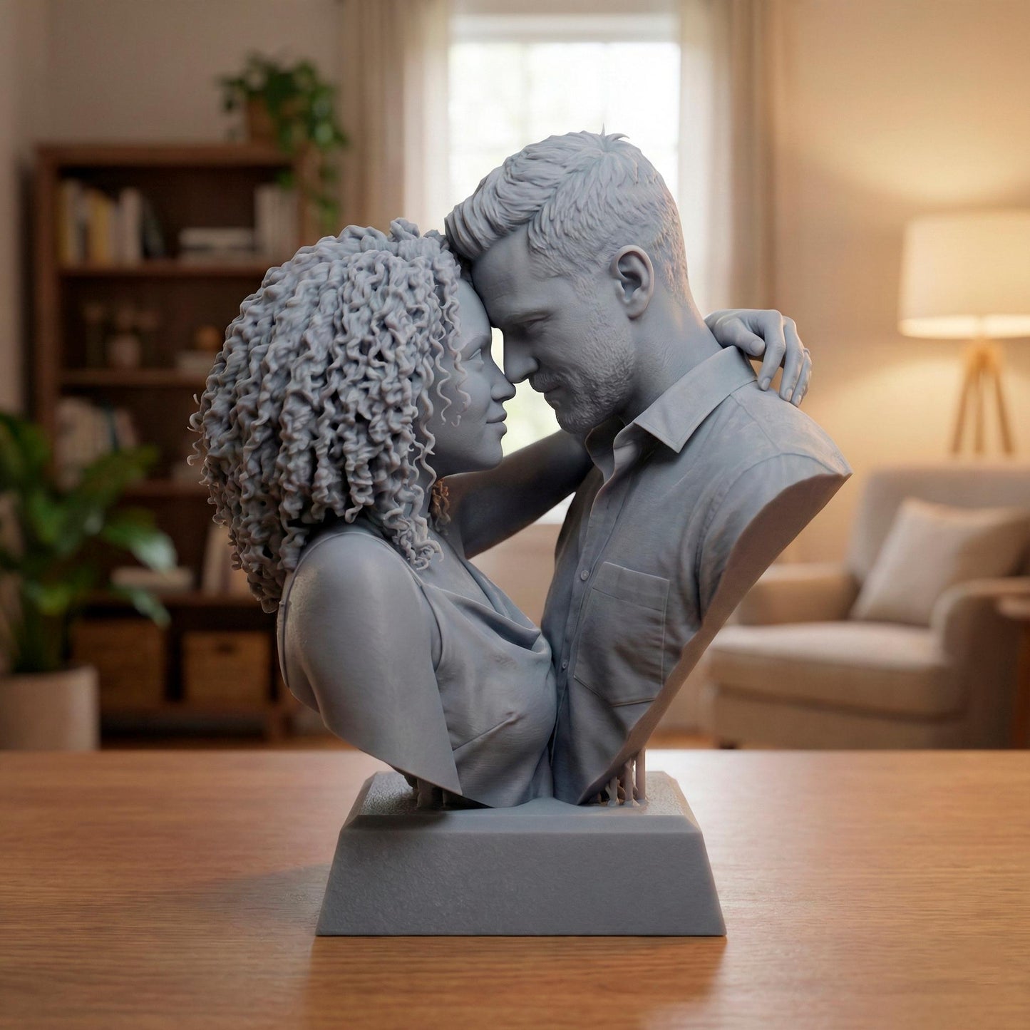 Custom 3D Printed Couple Bust | Personalized Resin Sculpture