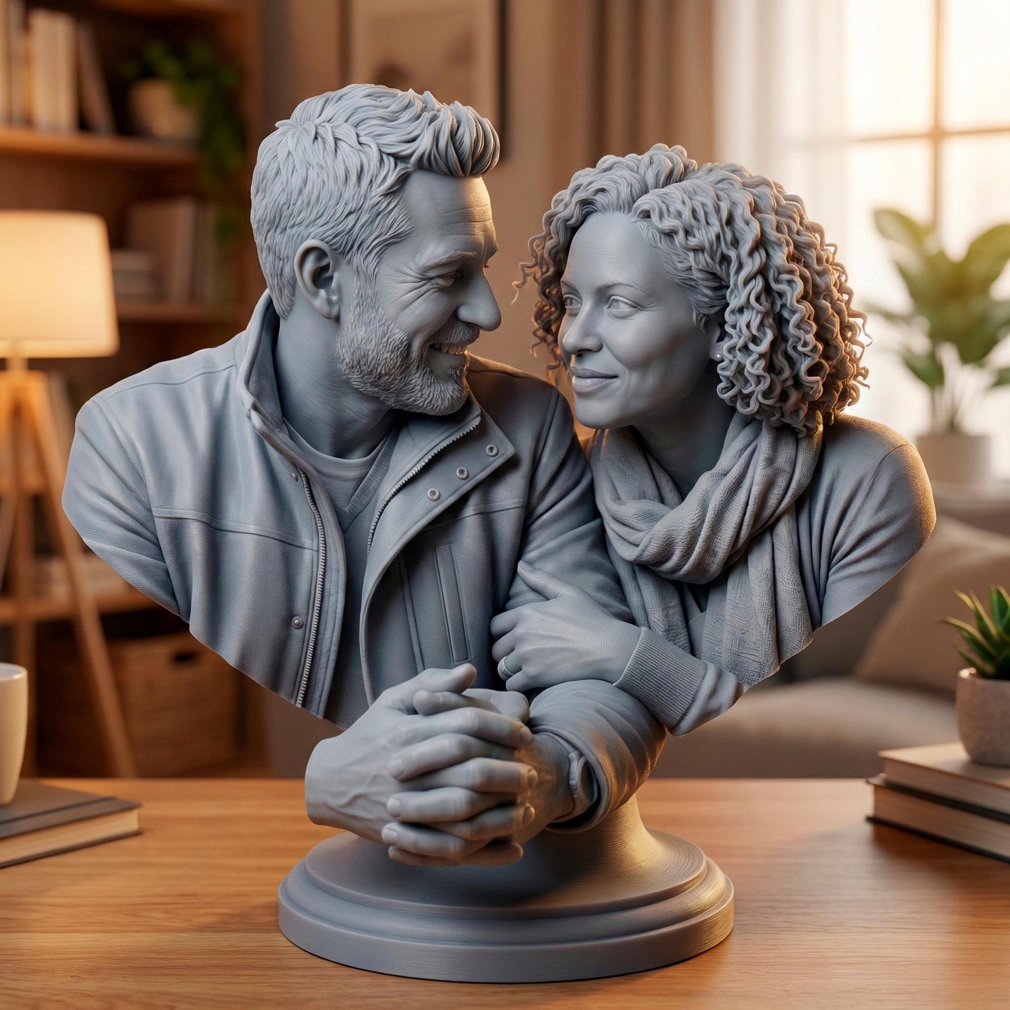 Custom 3D Printed Couple Bust | Personalized Resin Sculpture